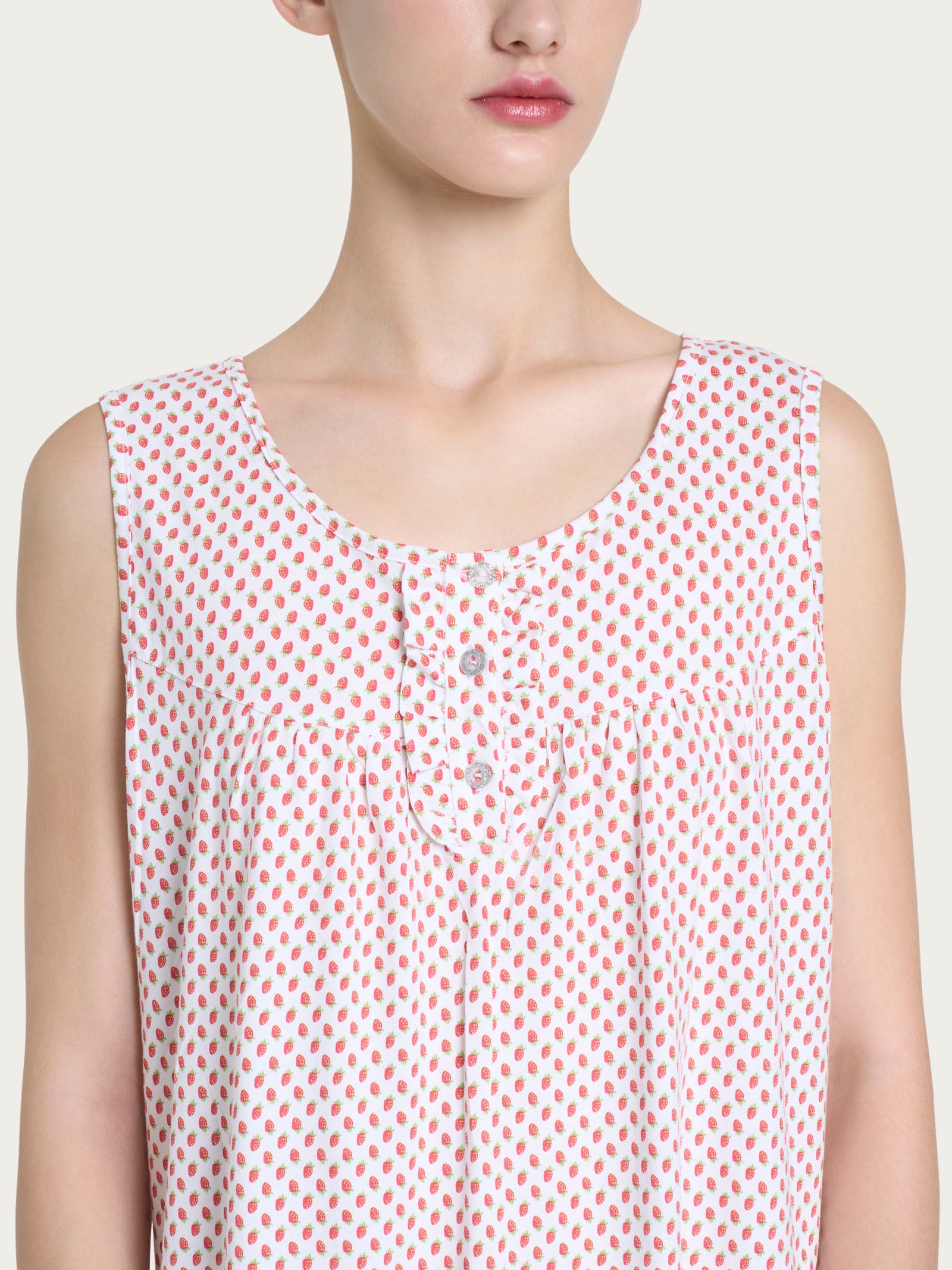 Ragno Jersey Cotone camicia notte Bianco smanicata