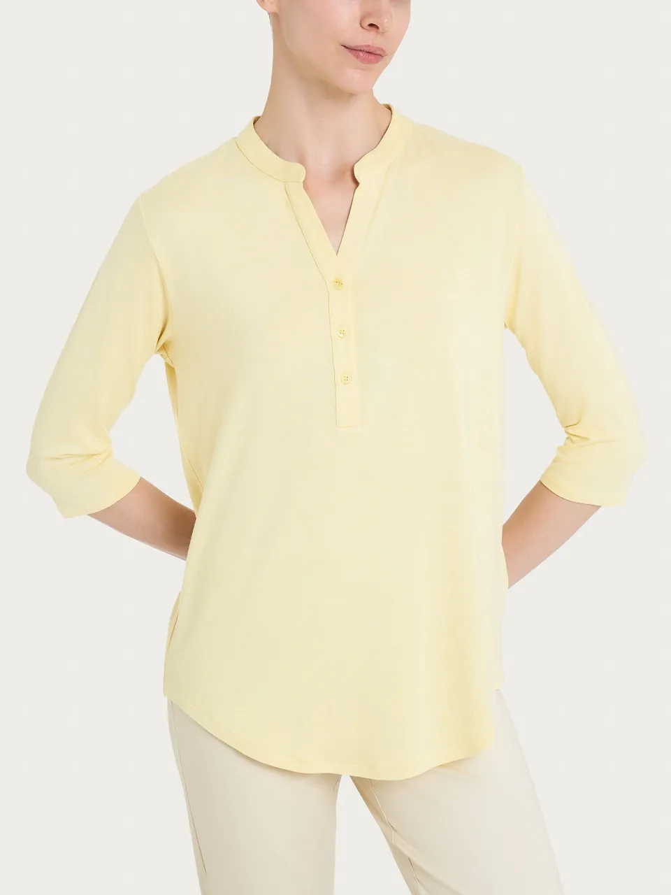 Ragno Viscosa Summer maglietta 3/4 serafino banana viscosa jersey