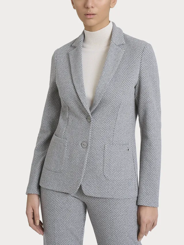 Ragno Compact Blazer 2 Bottoni Grigio Jacquard