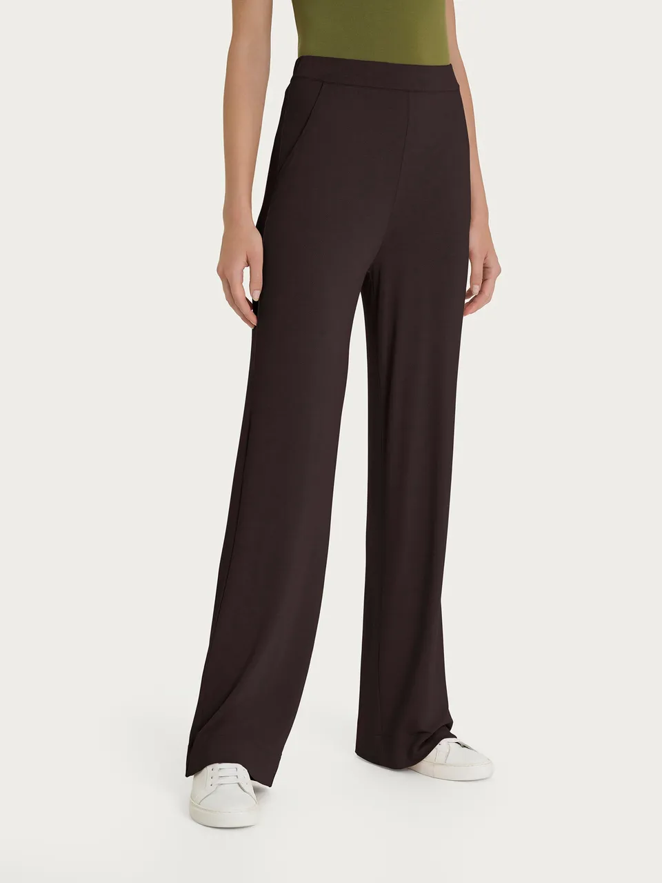 Ragno Pantalone Ampio Tasche Viscosa Chocolate
