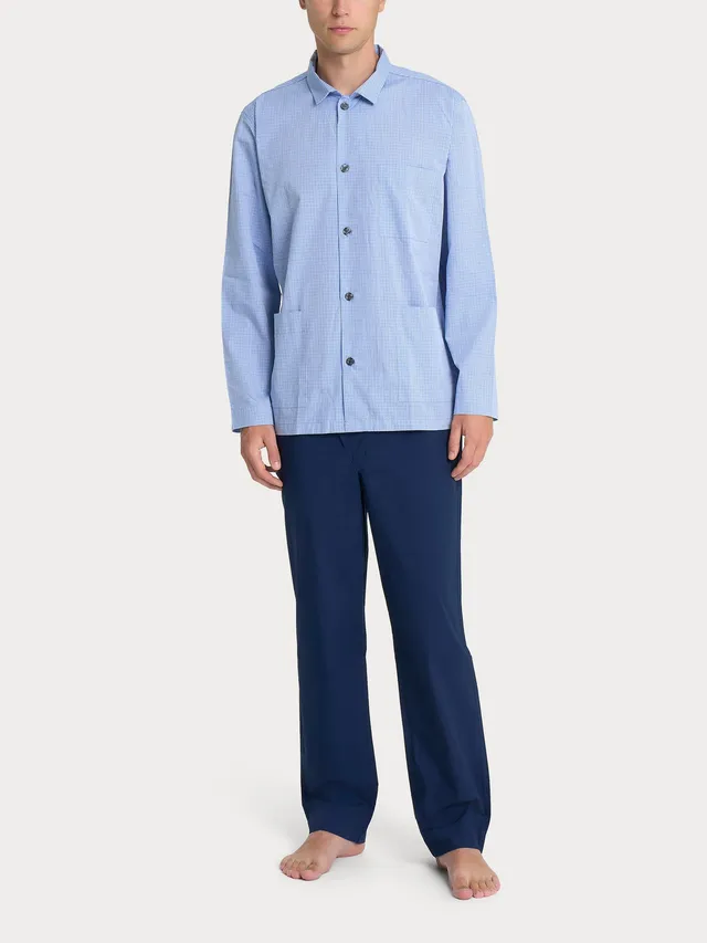 Ragno Pigiama Lungo Aperto cotone blu Fant Heather
