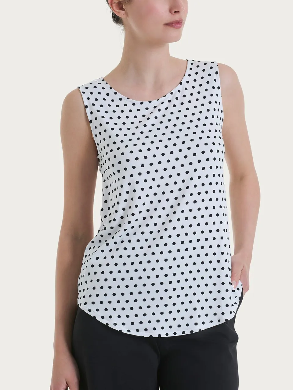 Ragno Viscosa Summer top Bianco pois