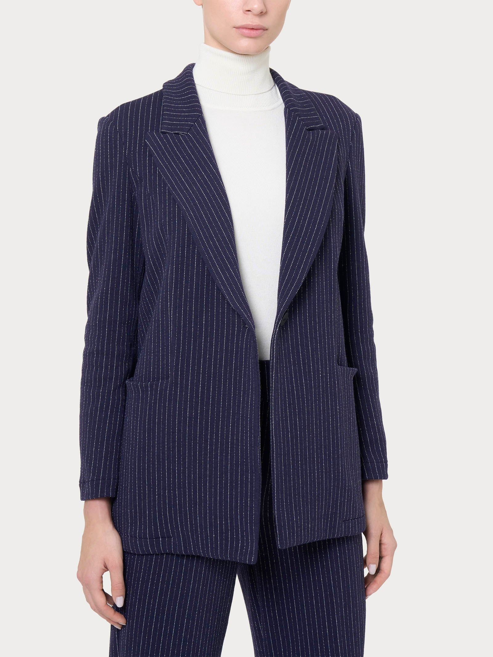 Ragno Eco Jacquard blazer over gessato blu destrutturato