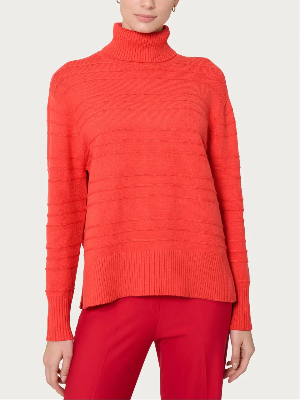 Ragno Super Soft maglia dolcevita righe Cayenne misto viscosa