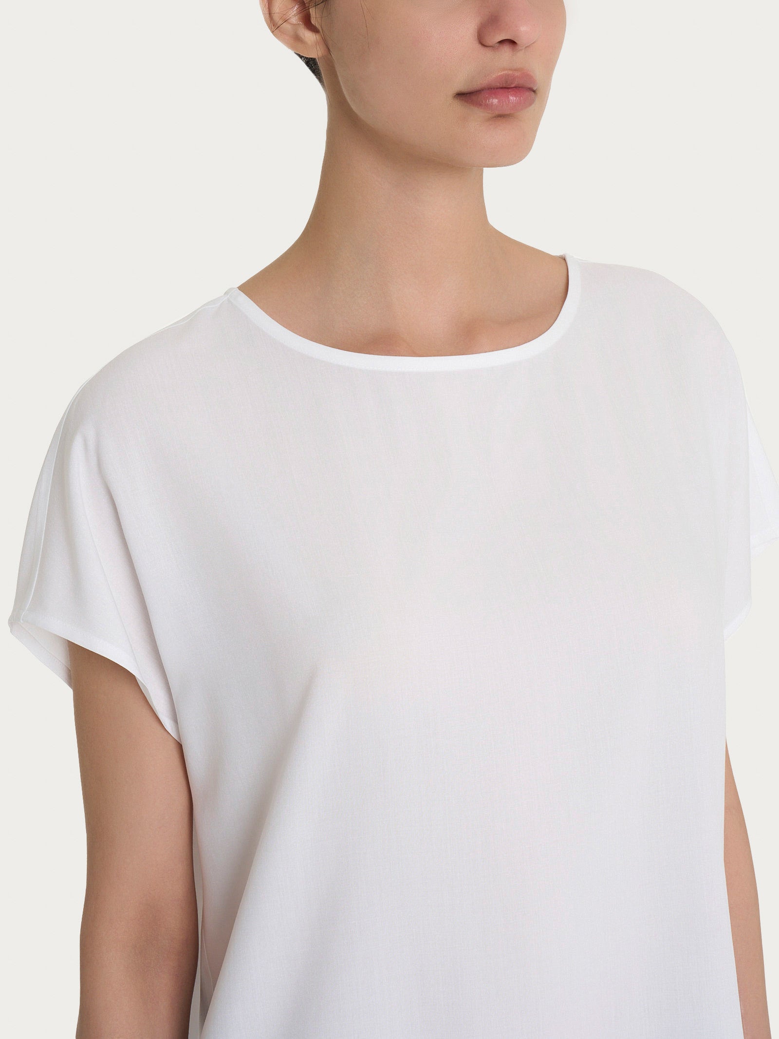 Ragno EcoSeta Manica Kimono blusa bianco viscosa