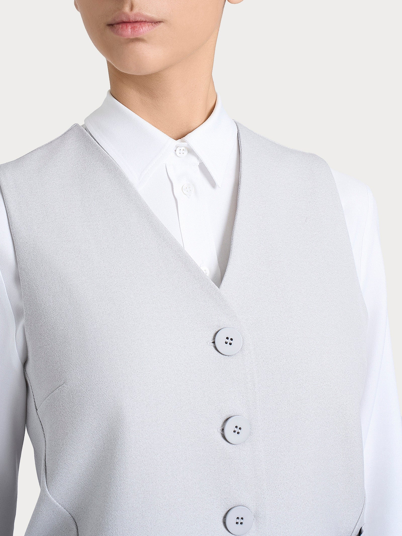 Ragno Flannel Twill gilet 4 bottoni Ghiaia Melange caldo