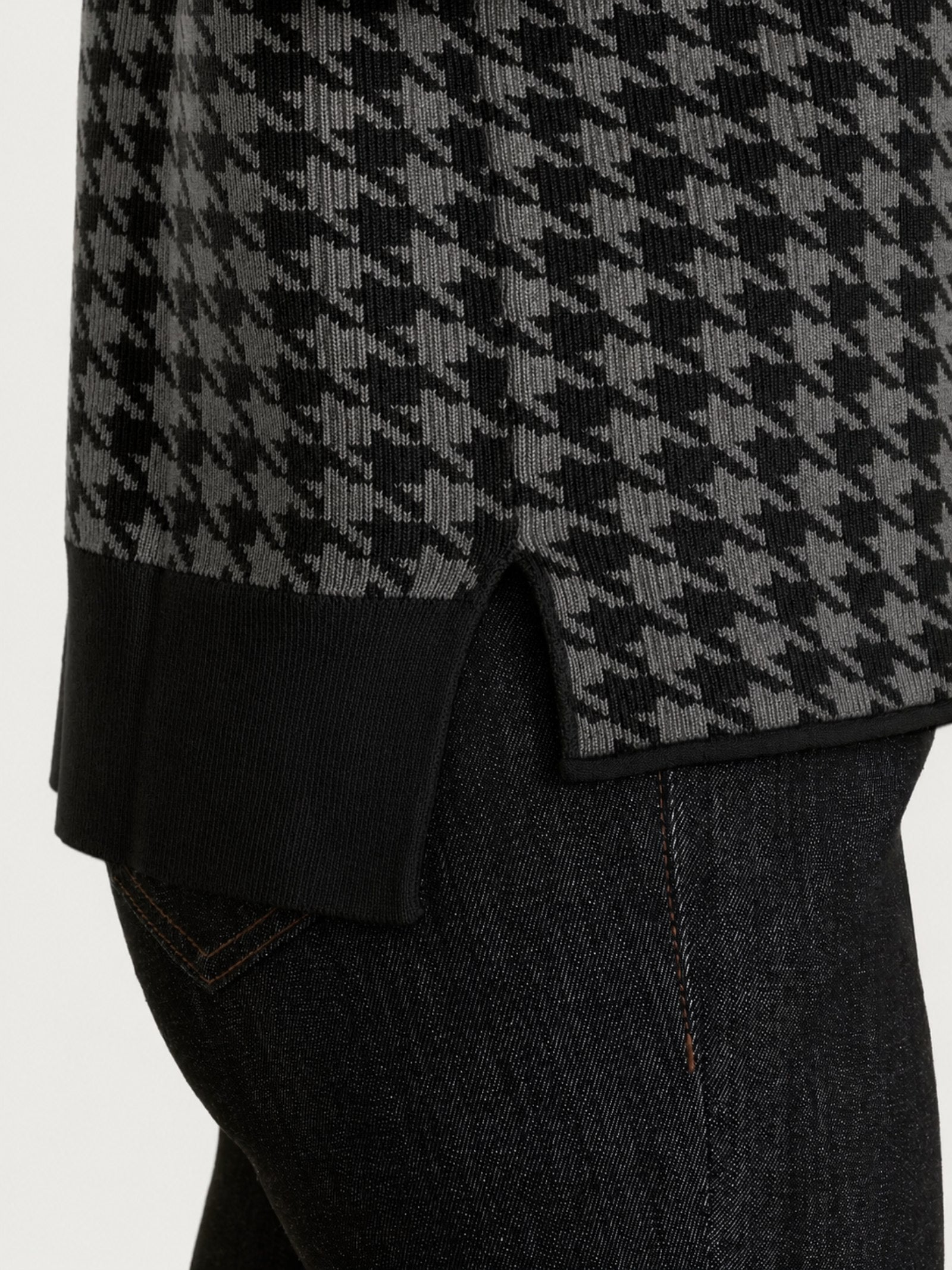 Ragno Four Seasons dolcevita pied de poule nero viscosa