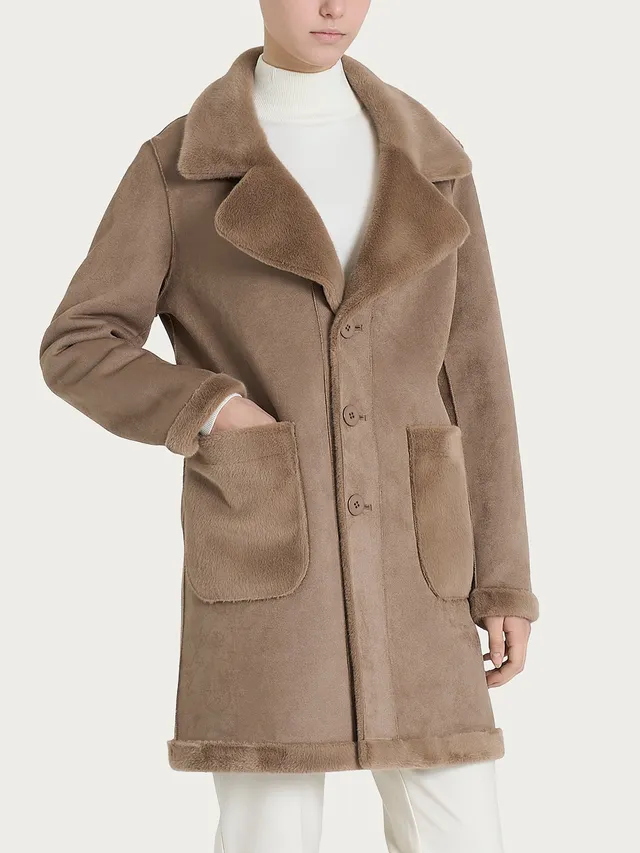 Ragno Vegan Shearling Cappotto Corto Pine Bark