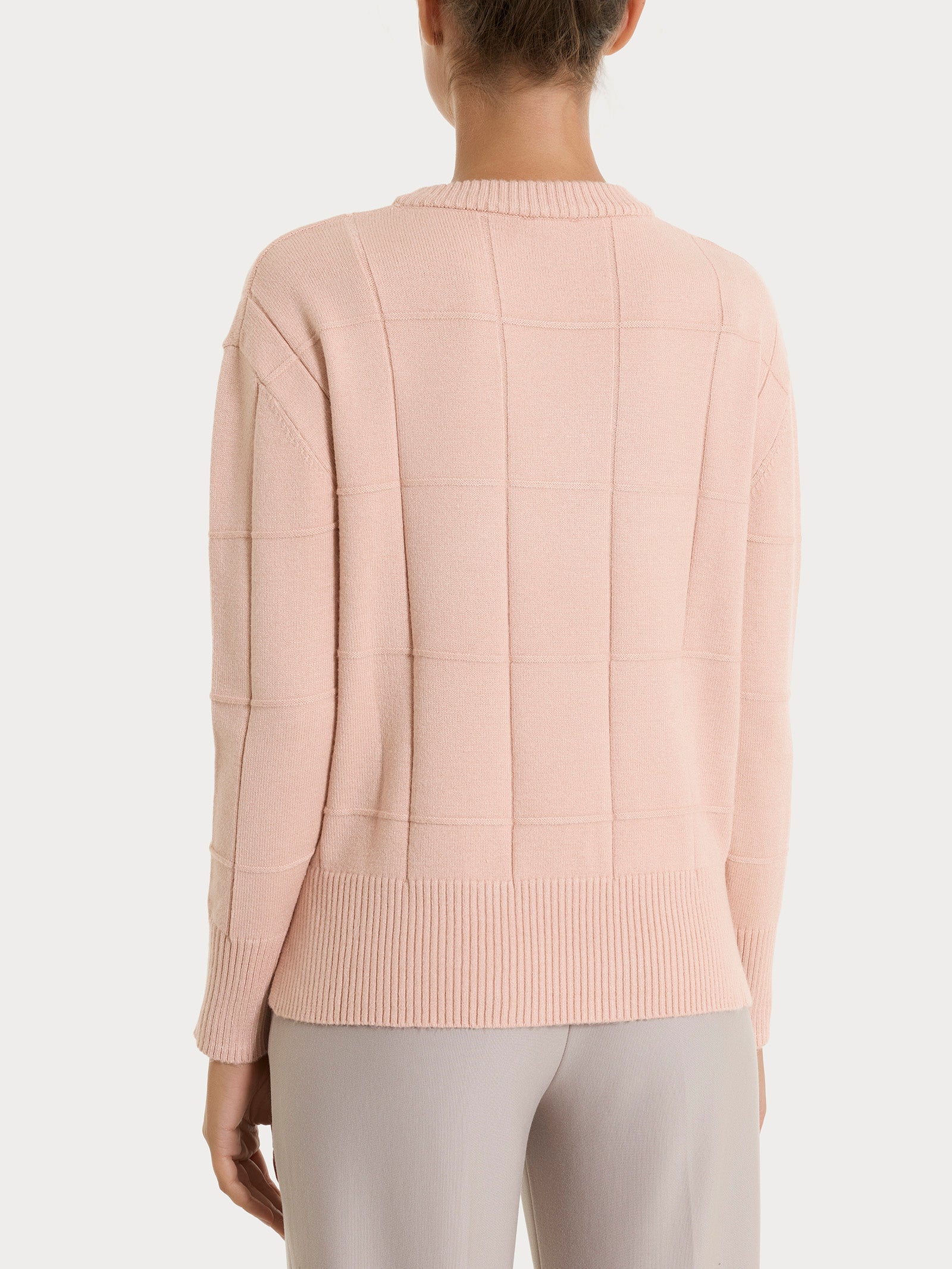 Ragno Super Soft Maglia Girocollo Check Cameo Rose Boxy