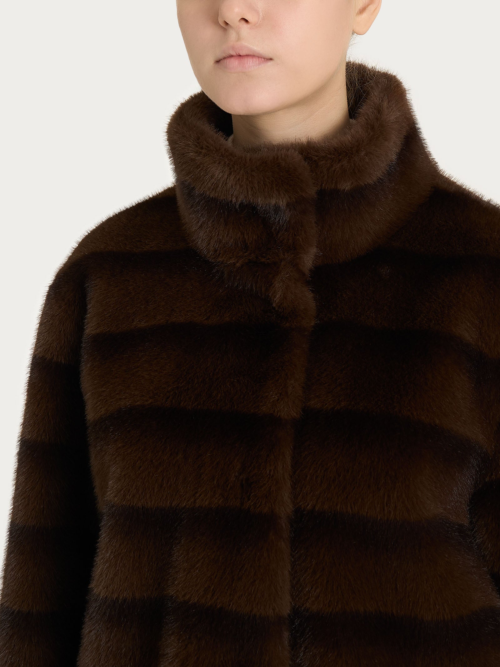 Ragno Vegan Fur Giacca Double-Face Chocolate Torte calda