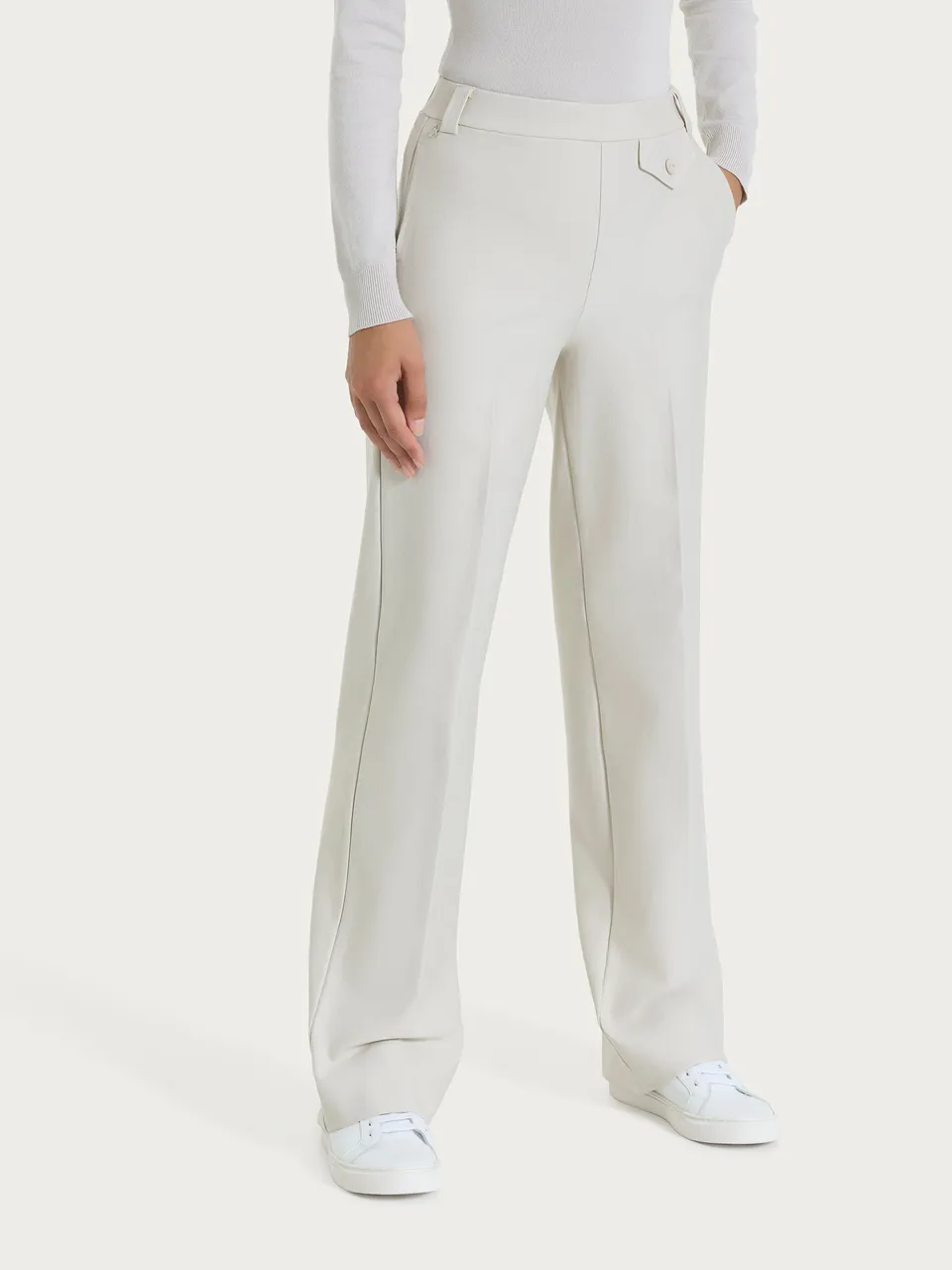 Ragno Compact Pantalone Ampio Taschino Champignon Wide Leg