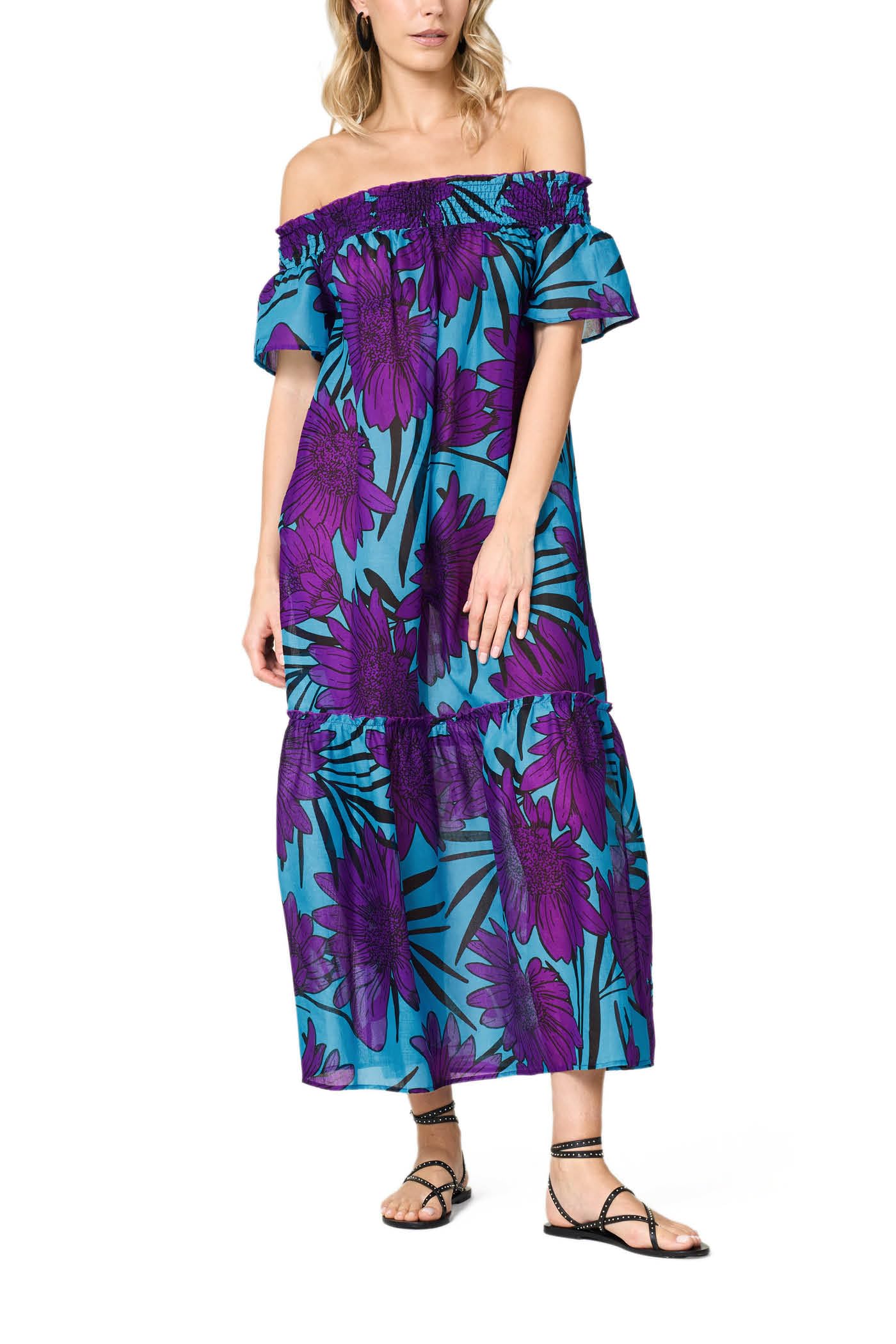 Goldenpoint Blooming copricostume abito lungo cotone floreale