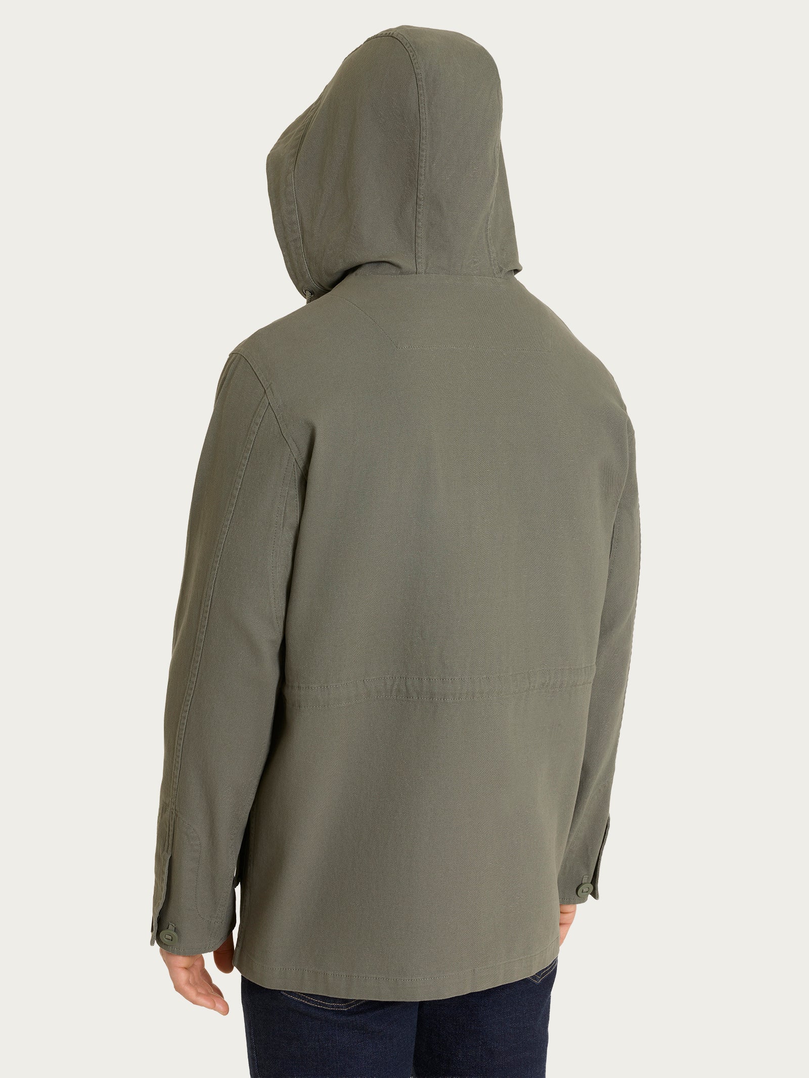 Ragno Canvas Stretch Cappotto Cappuccio Uomo Seagrass