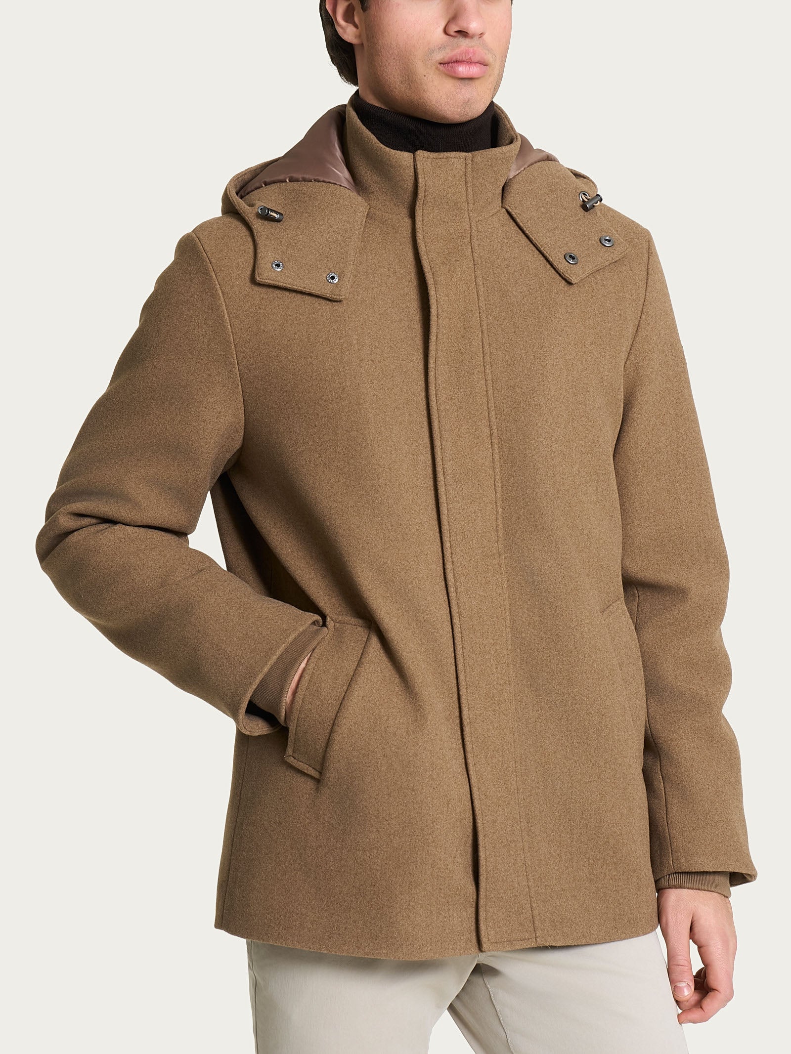 Ragno Vegan Wool Parka Castoro Mel. uomo cappuccio