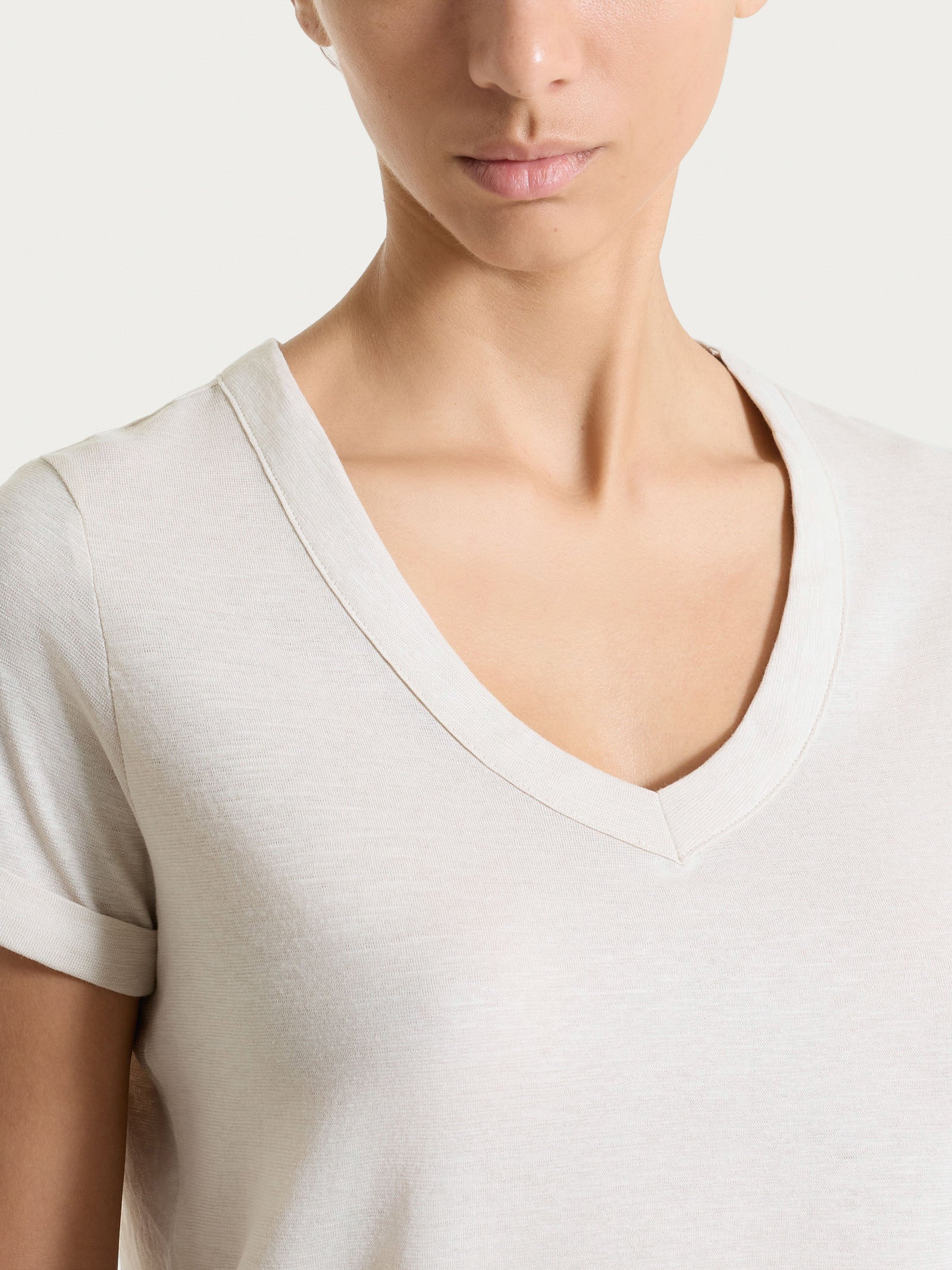 Ragno Jersey di Cotone maglietta scollo a V Champignon cotone