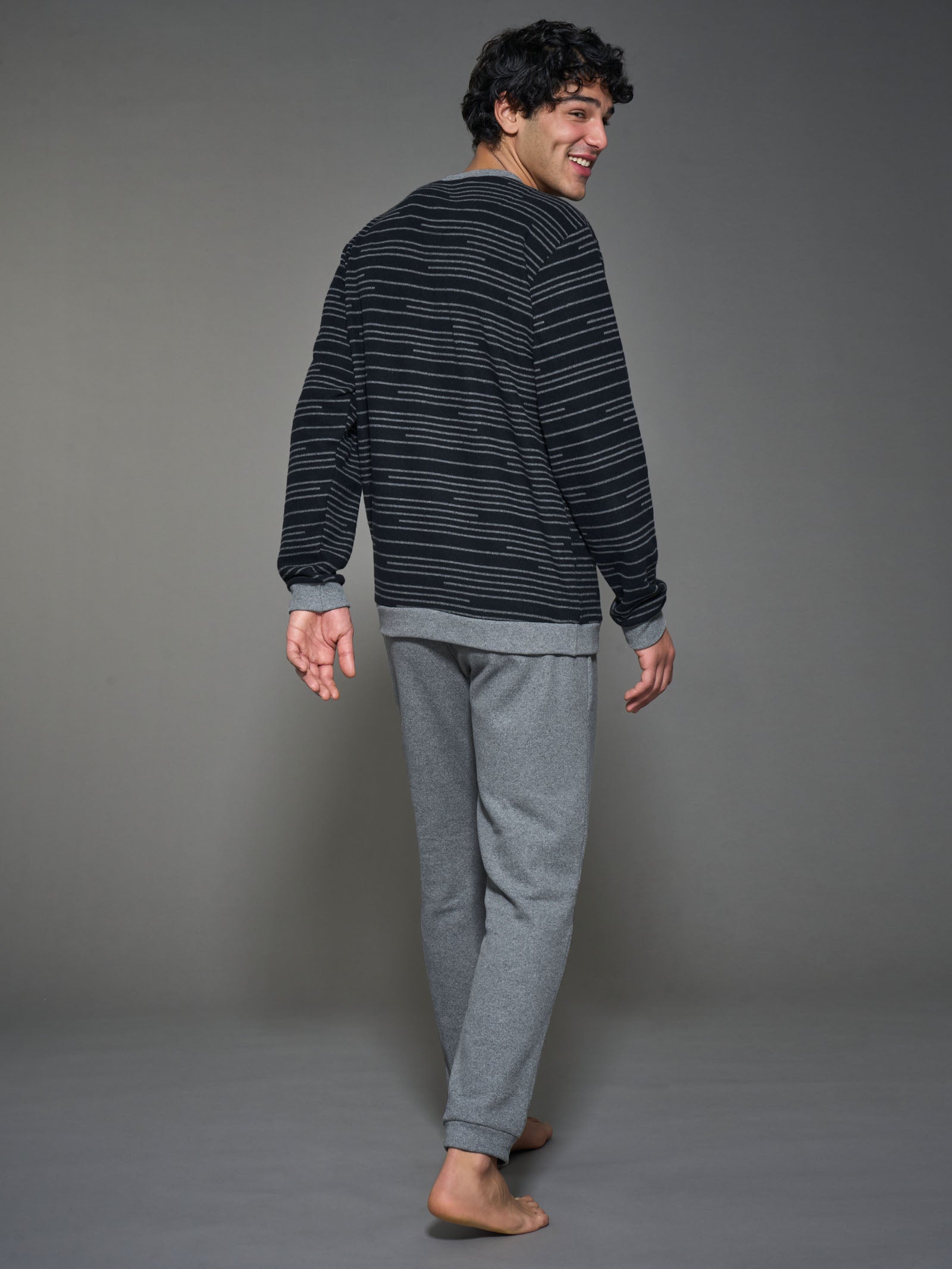 Ragno Sport Pigiama Lungo Serafino Cotone a Righe Fucile Mel.