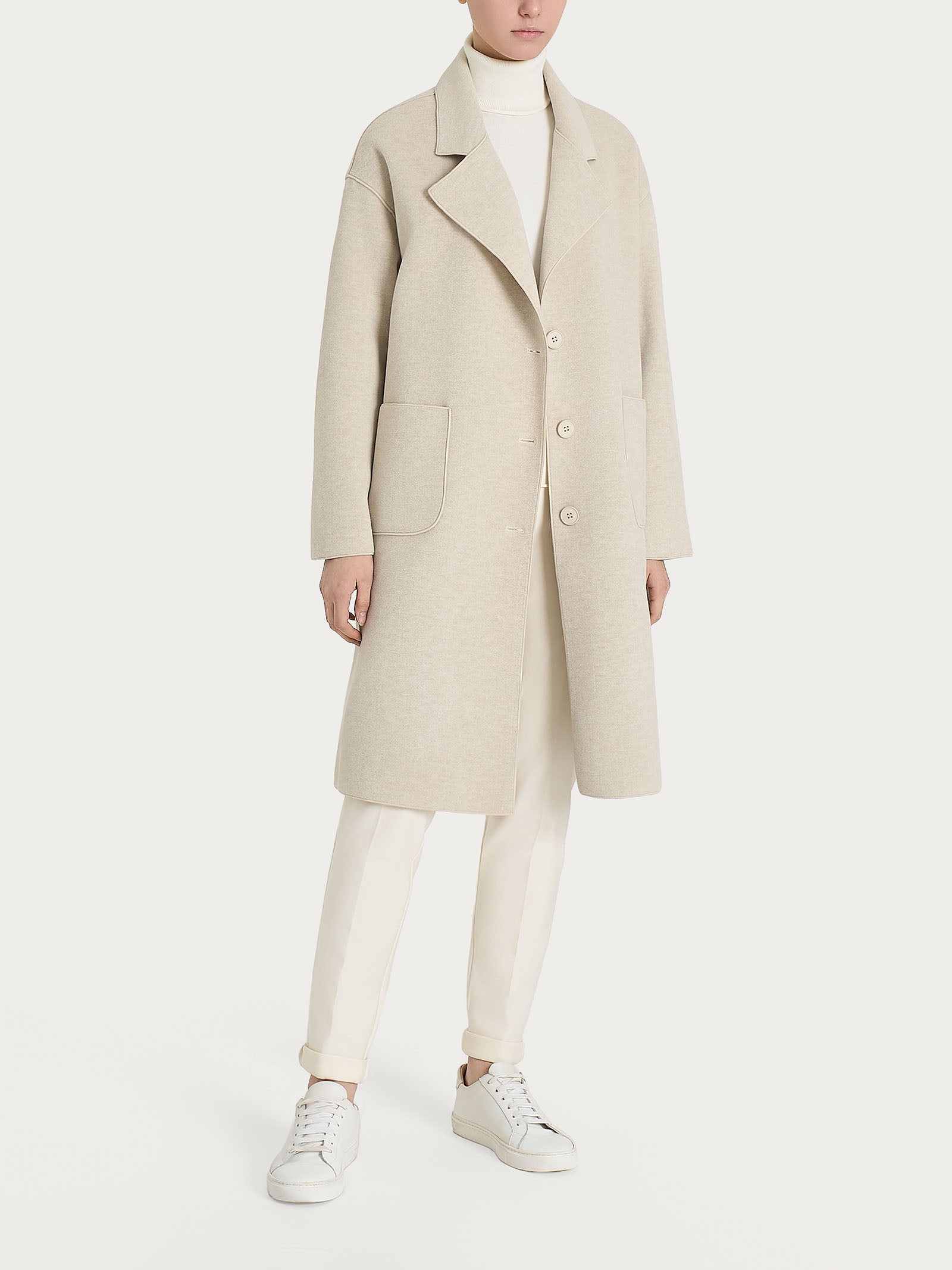 Ragno Vegan Wool Cappotto Donna Champignon Bottoni