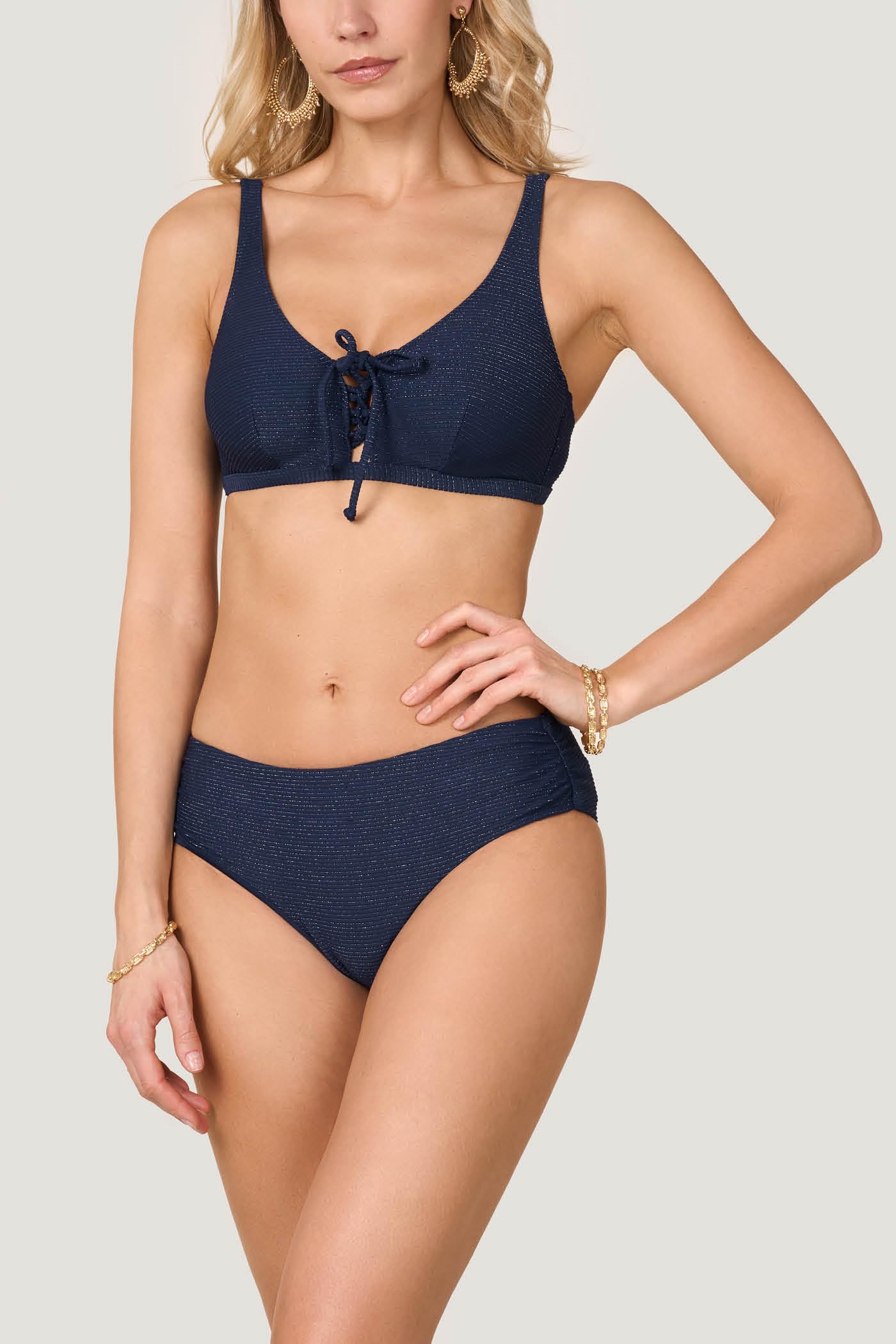 Goldenpoint Costina Lamè slip bikini fianco alto lurex