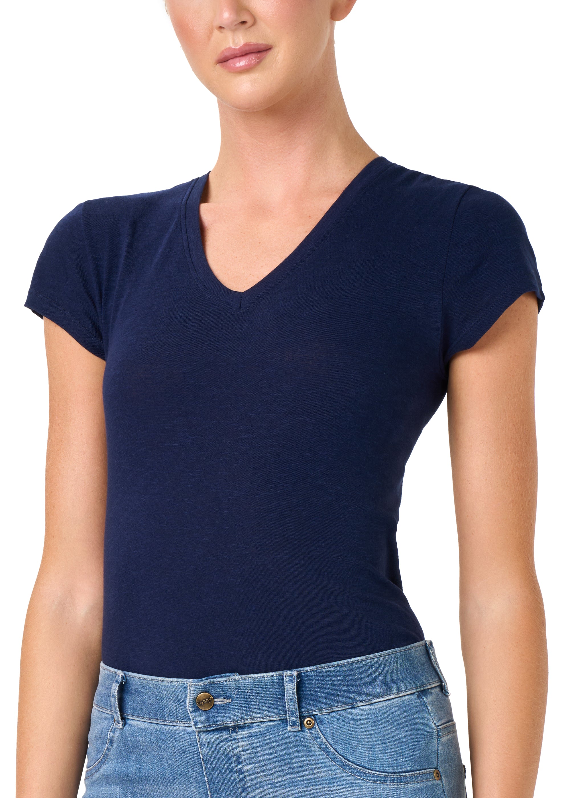 Philippe Matignon Leger t-shirt donna lino scollo a V M/L
