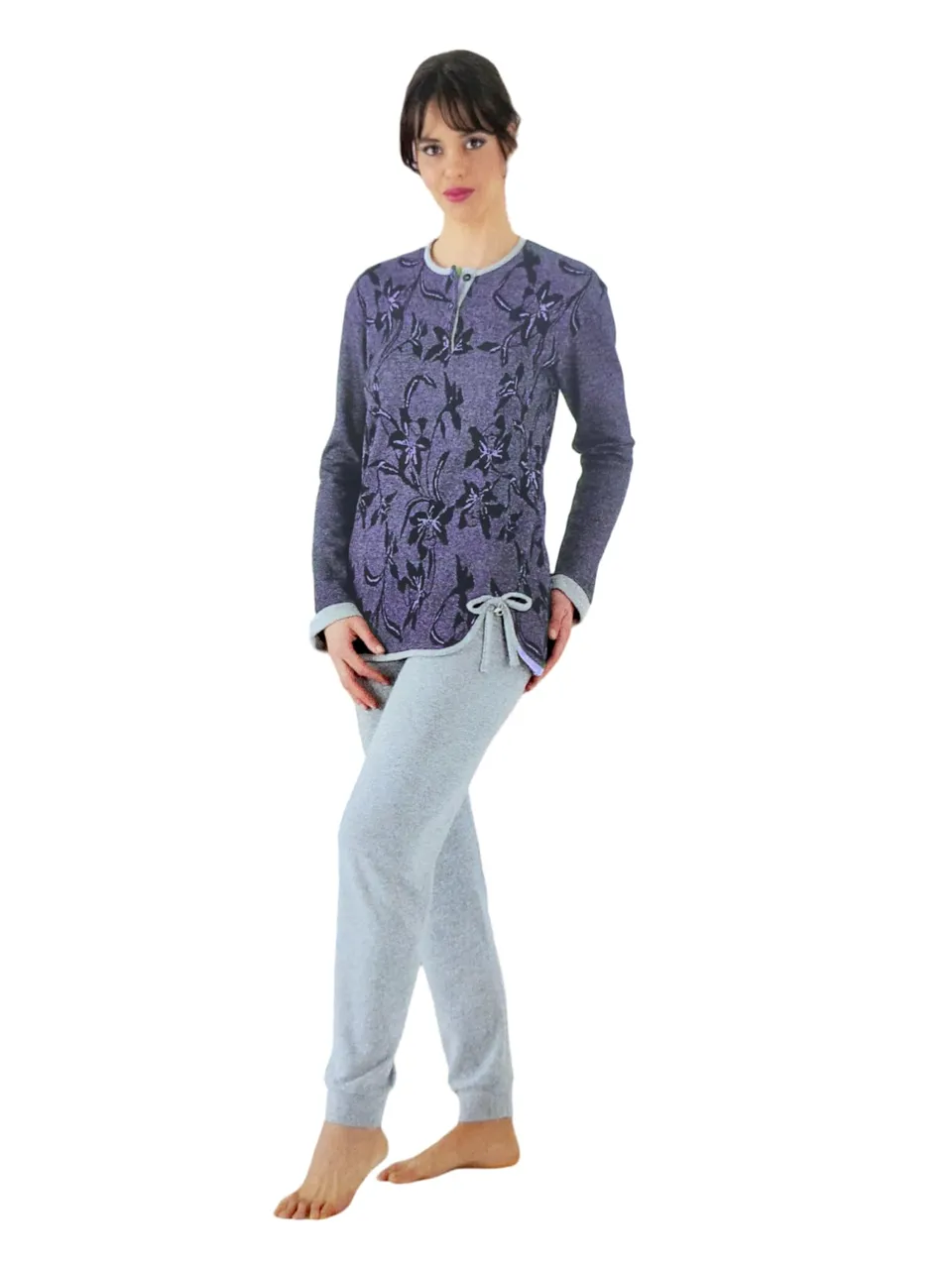 Basile Tesy pigiama invernale cotone blu S