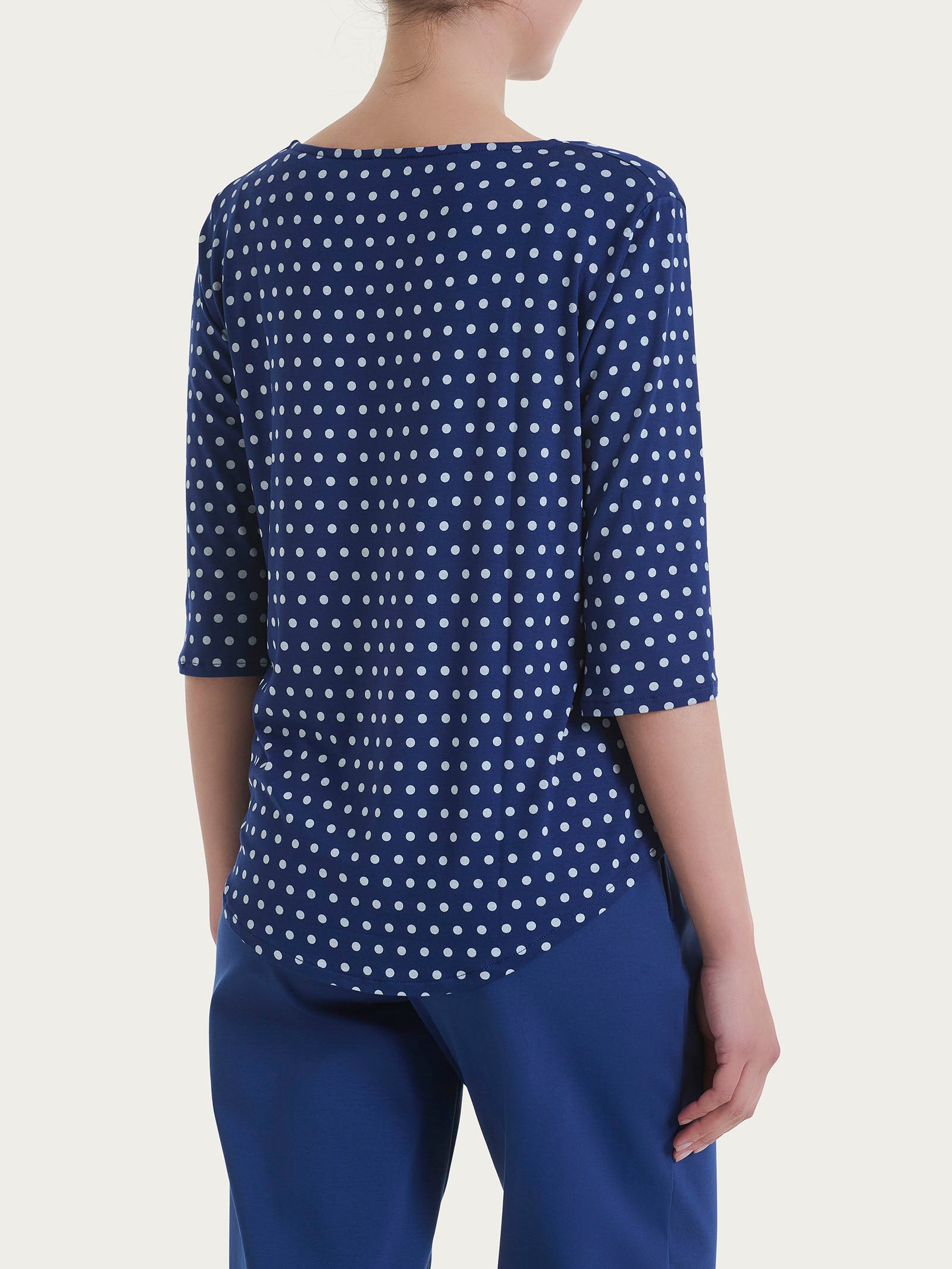 Ragno Perfetta Maglietta Girocollo Viscosa Dots Blueberry