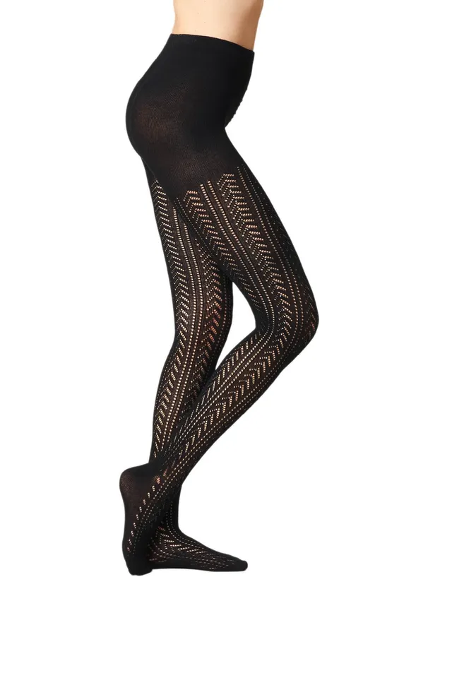 Goldenpoint Chevron collant traforato con strass motivo chevron