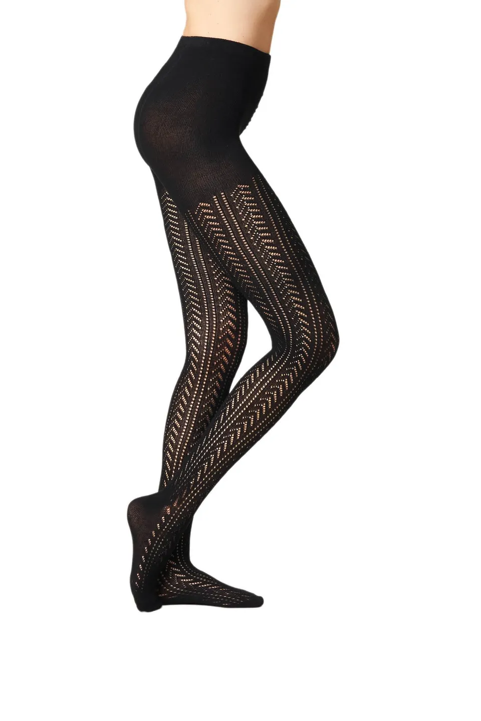 Goldenpoint Chevron collant traforato con strass motivo chevron
