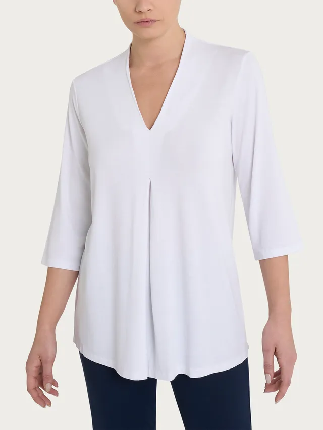 Ragno Viscosa Summer Maglietta scollo V manica 3/4 Bianco