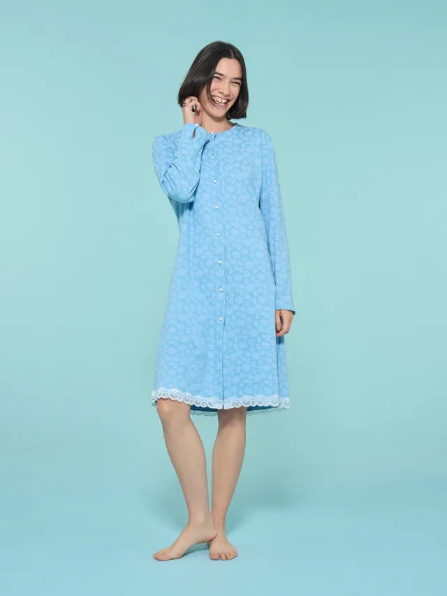 Ragno camicia da notte donna cotone aperta Fant. Dusk Blue