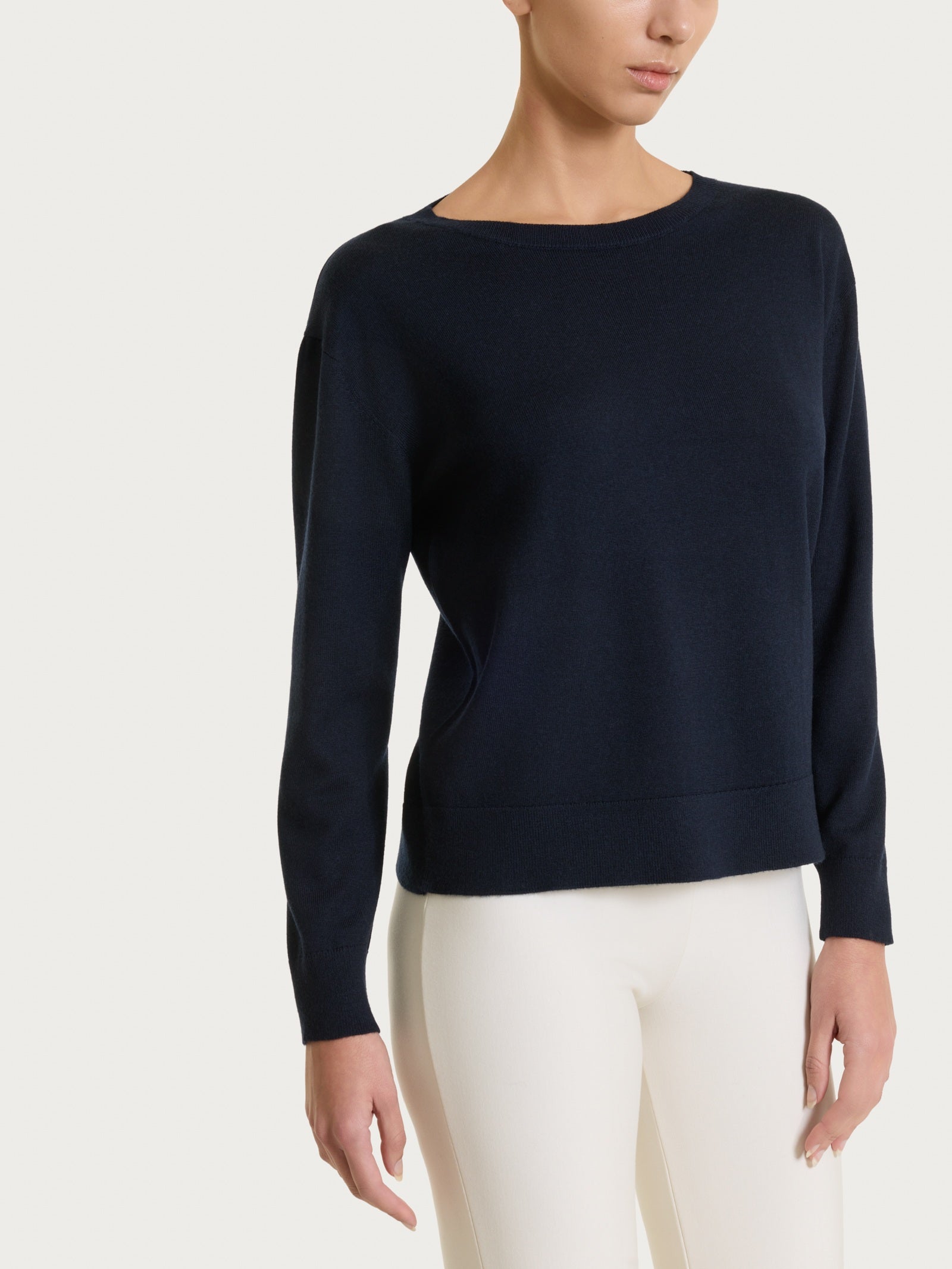 Ragno Merino Soft maglia scollo barchetta manica lunga bleu