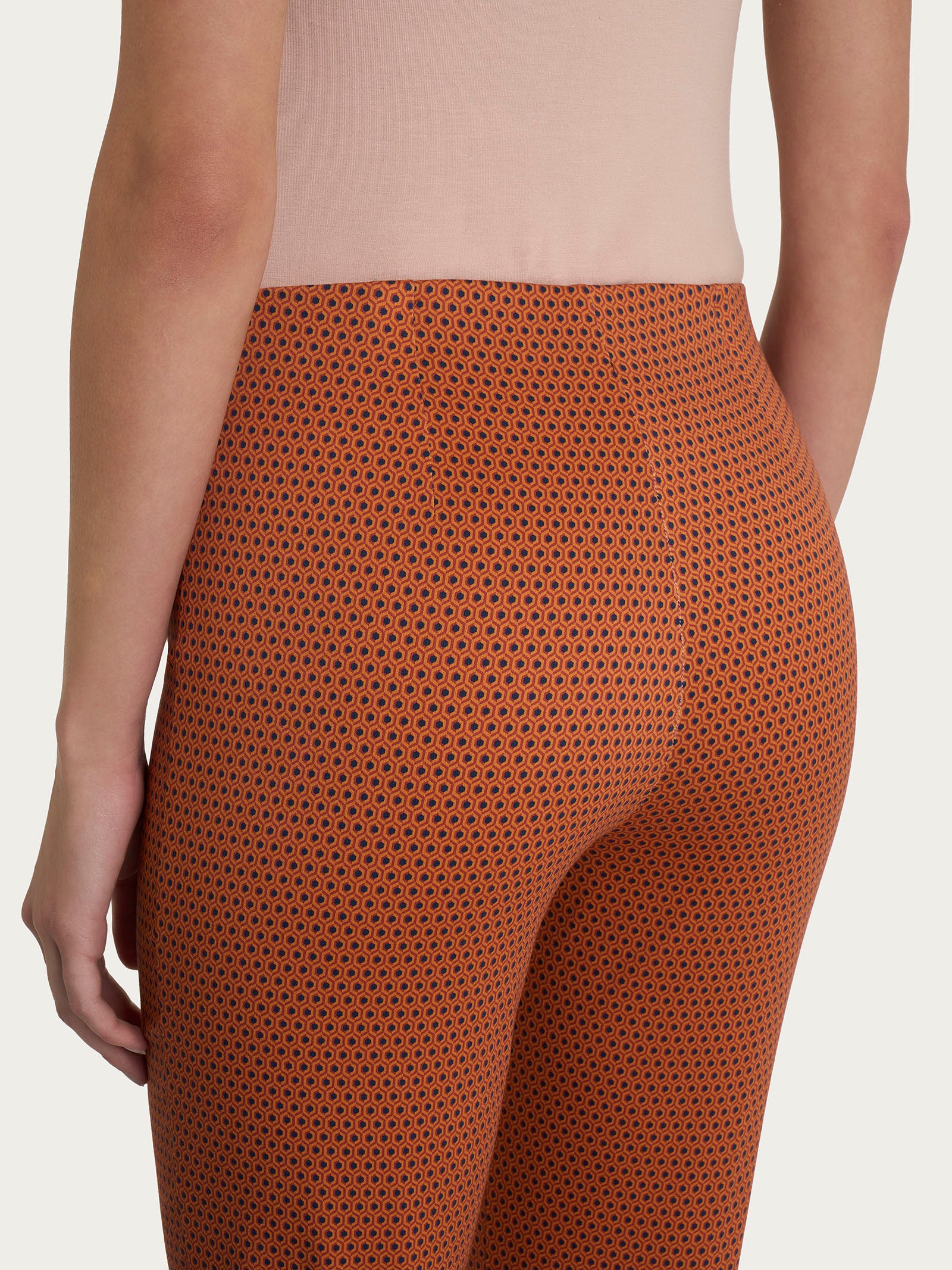 Ragno Satin Power The Cigarette pantalone capri esagoni Red Ochre