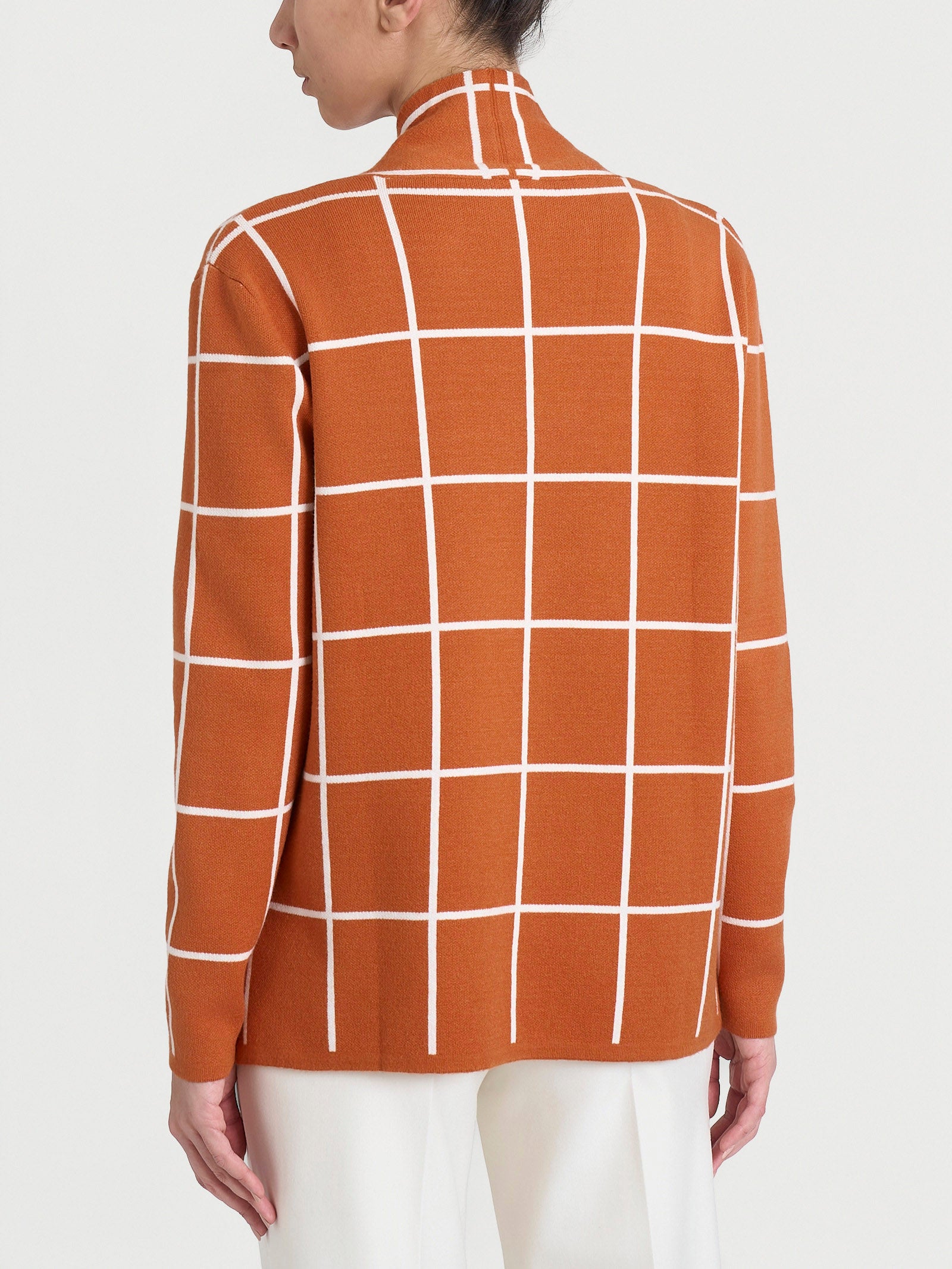 Ragno Super Soft Cardigan aperto check Fant. Rust morbido