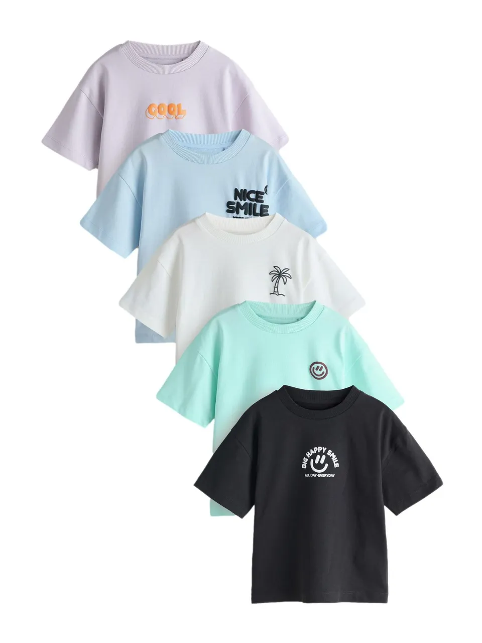 Next T-Shirt Grafiche Bambino Manica Corta 5 Pezzi Cotone