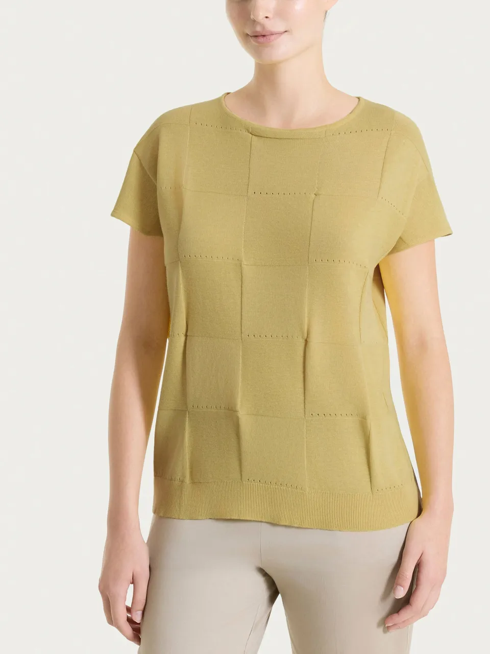 Ragno Puro Cotone Maglia manica corta check Khaki