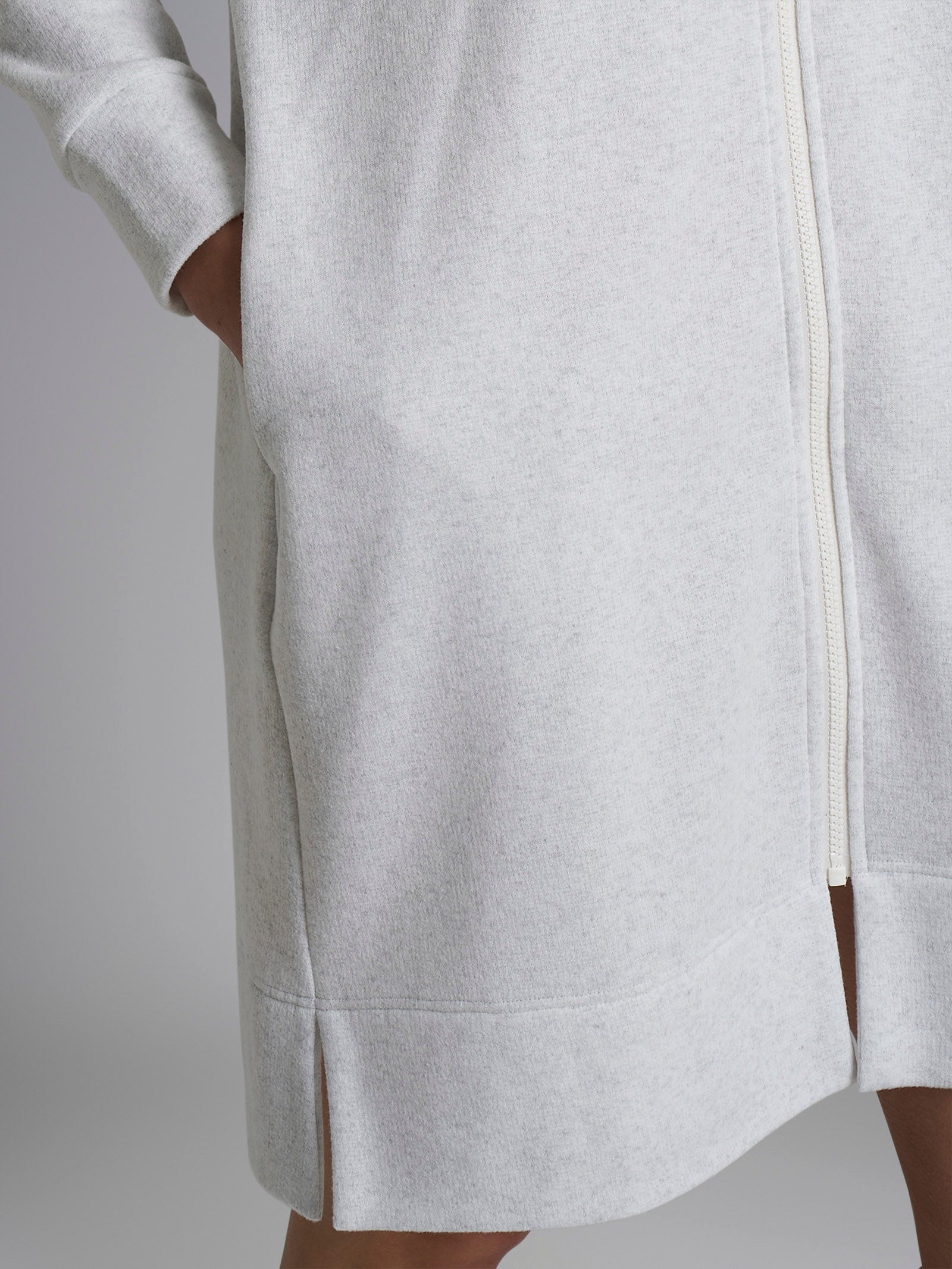 Ragno Cotton Eco Pile Vestaglia Zip Ghiaia Mel. manica lunga
