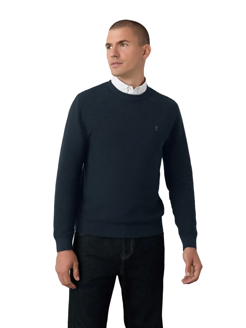 Next Oxford Testurizzata camicia uomo M blu navy regular