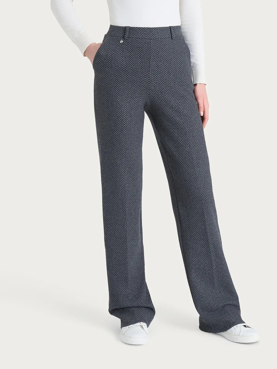 Ragno Compact Ampio pantalone oscuro wide leg tasche