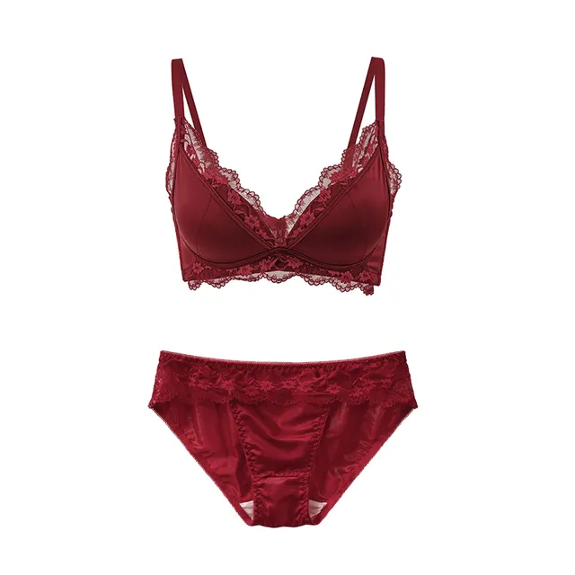Maria Grazia Severi set intimo bordeaux raso e pizzo floreale