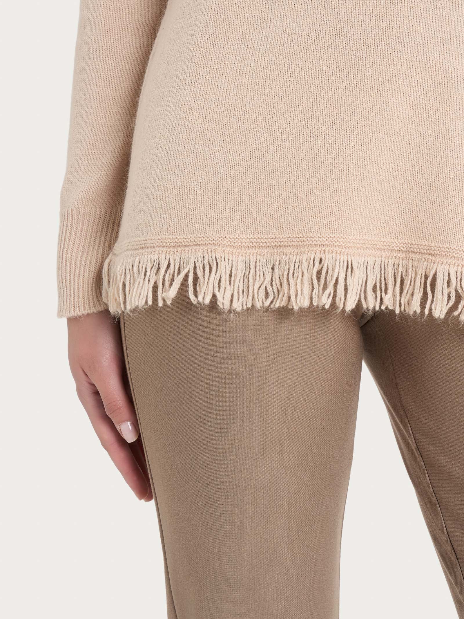 Ragno Merino Soft maglia girocollo frange moonlight calda