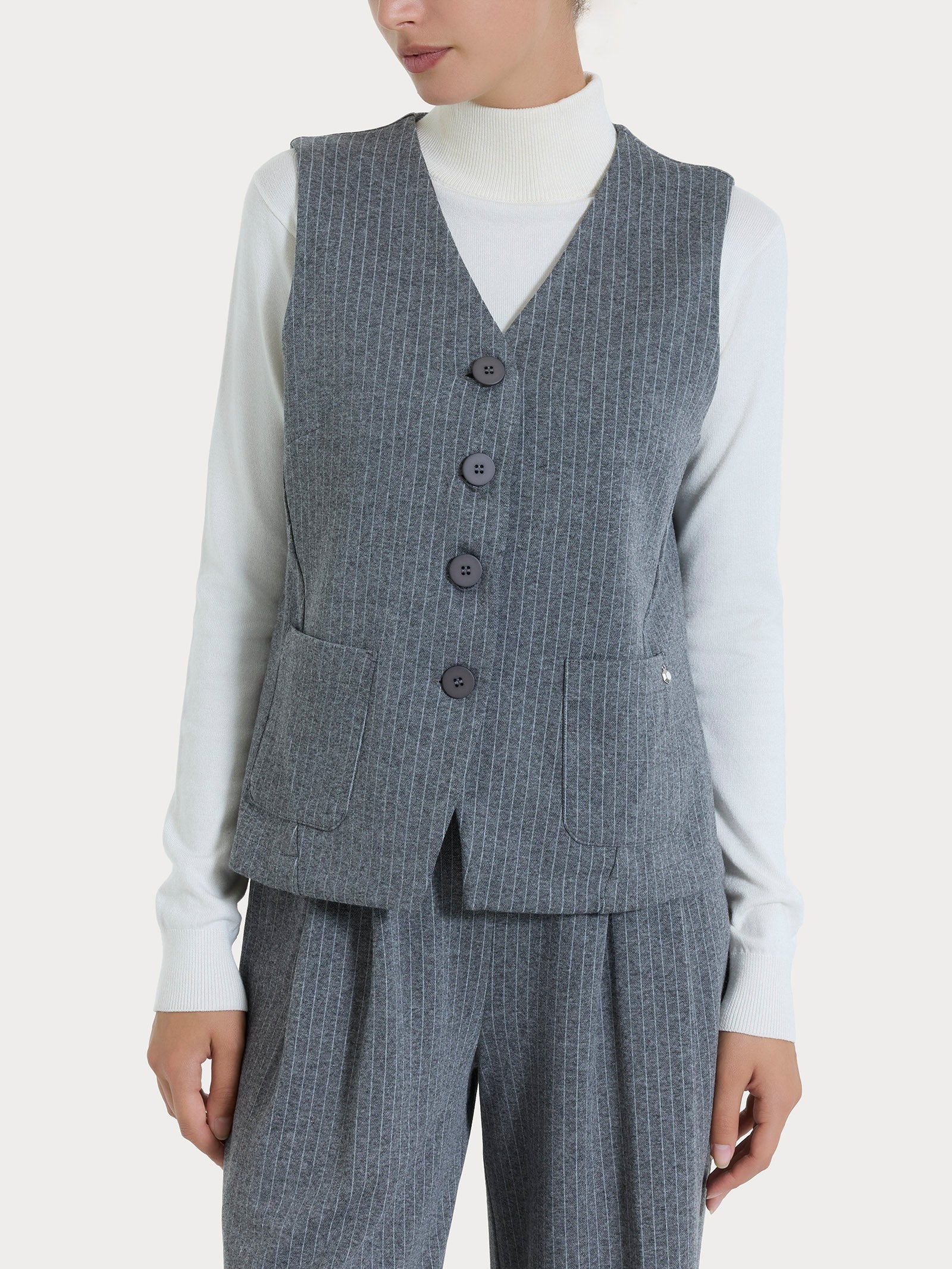 Ragno gilet gessato 4 bottoni ardesia mel elasticizzato