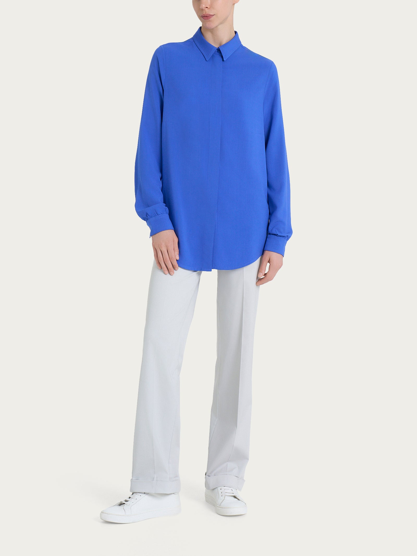 Ragno EcoSeta Camicia Donna Manica Lunga Dazzling Blue Seta