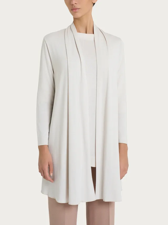 Ragno Cardigan Lungo Aperto Crepe Champignon Viscosa