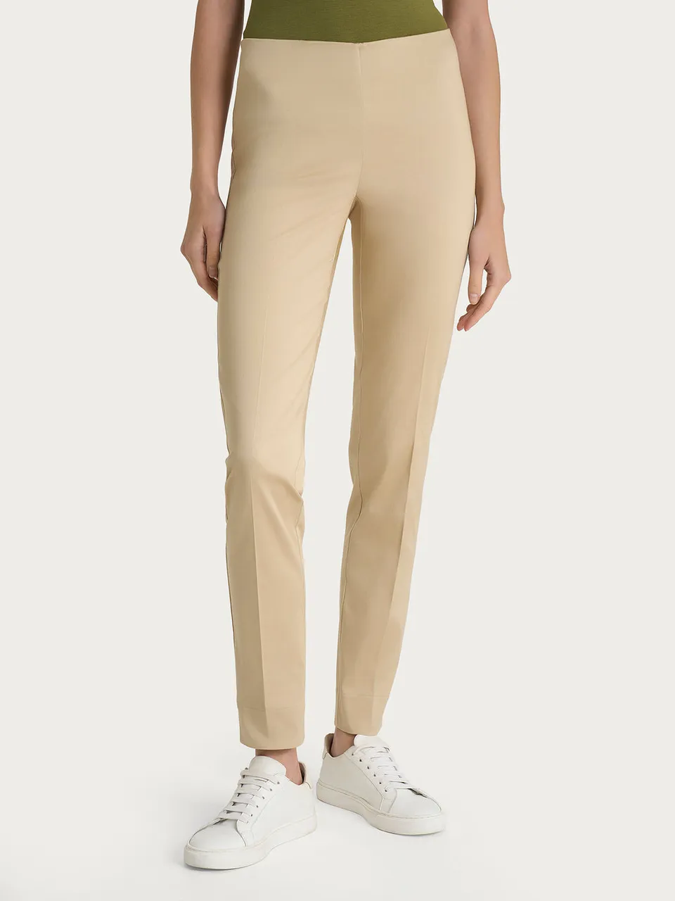 Ragno Satin Power pantaloni sigaretta panna spacco cotone