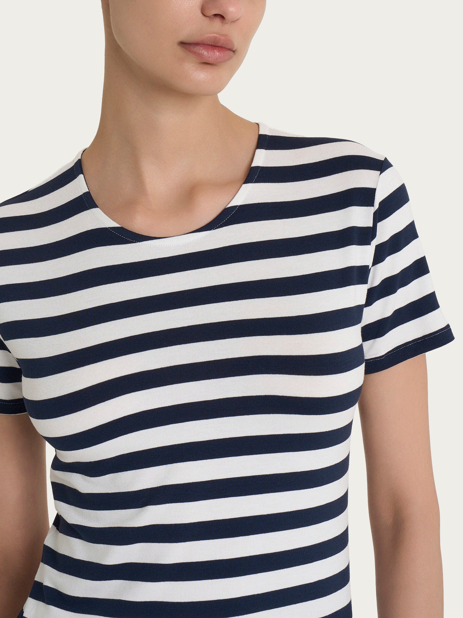 Ragno Viscosa Summer t-shirt righe Bleu Riga