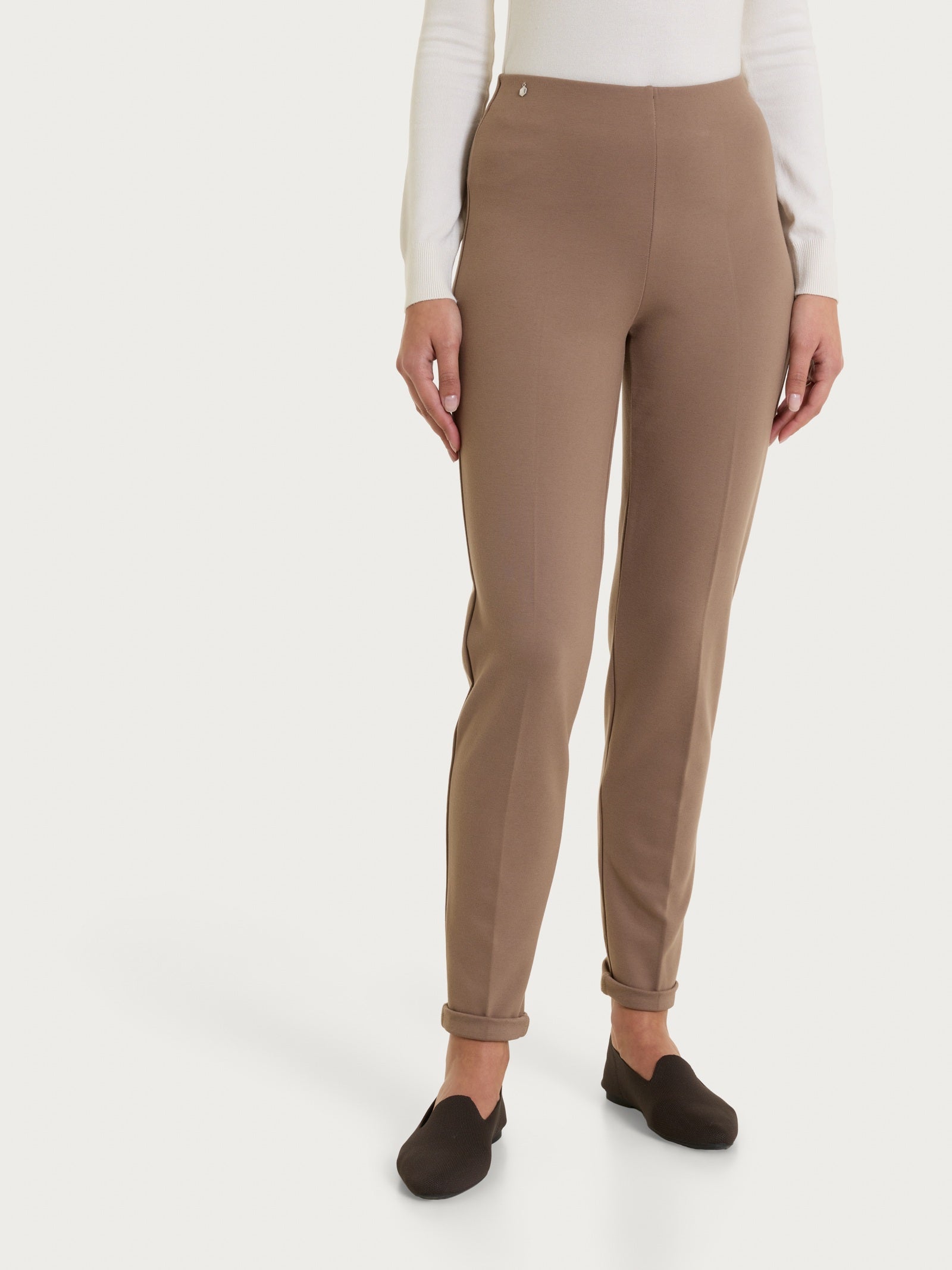 Ragno Cashmere Compact Pantalone Dritto Pine Bark Tasche
