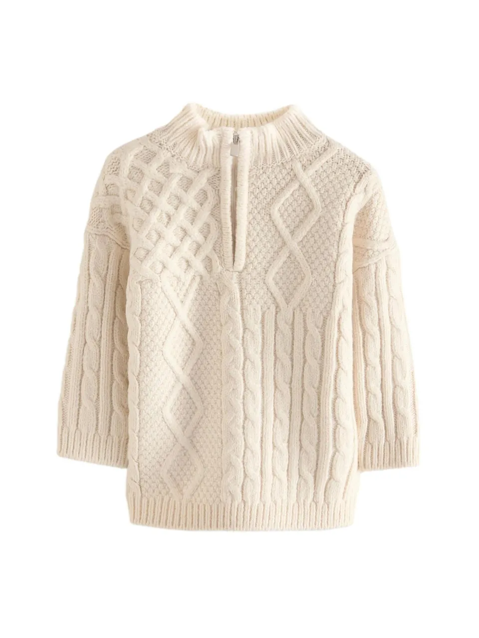 Next maglione bambino trecce con zip collo 62-68