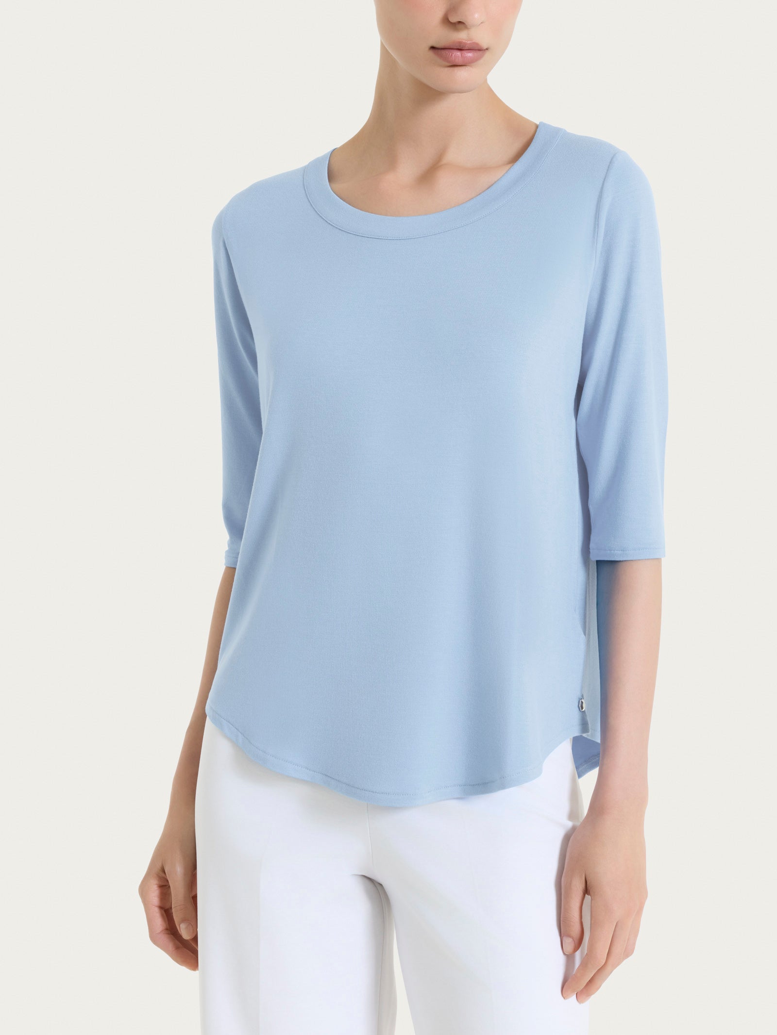 Ragno Viscosa Summer maglietta girocollo Dusty Blue viscosa