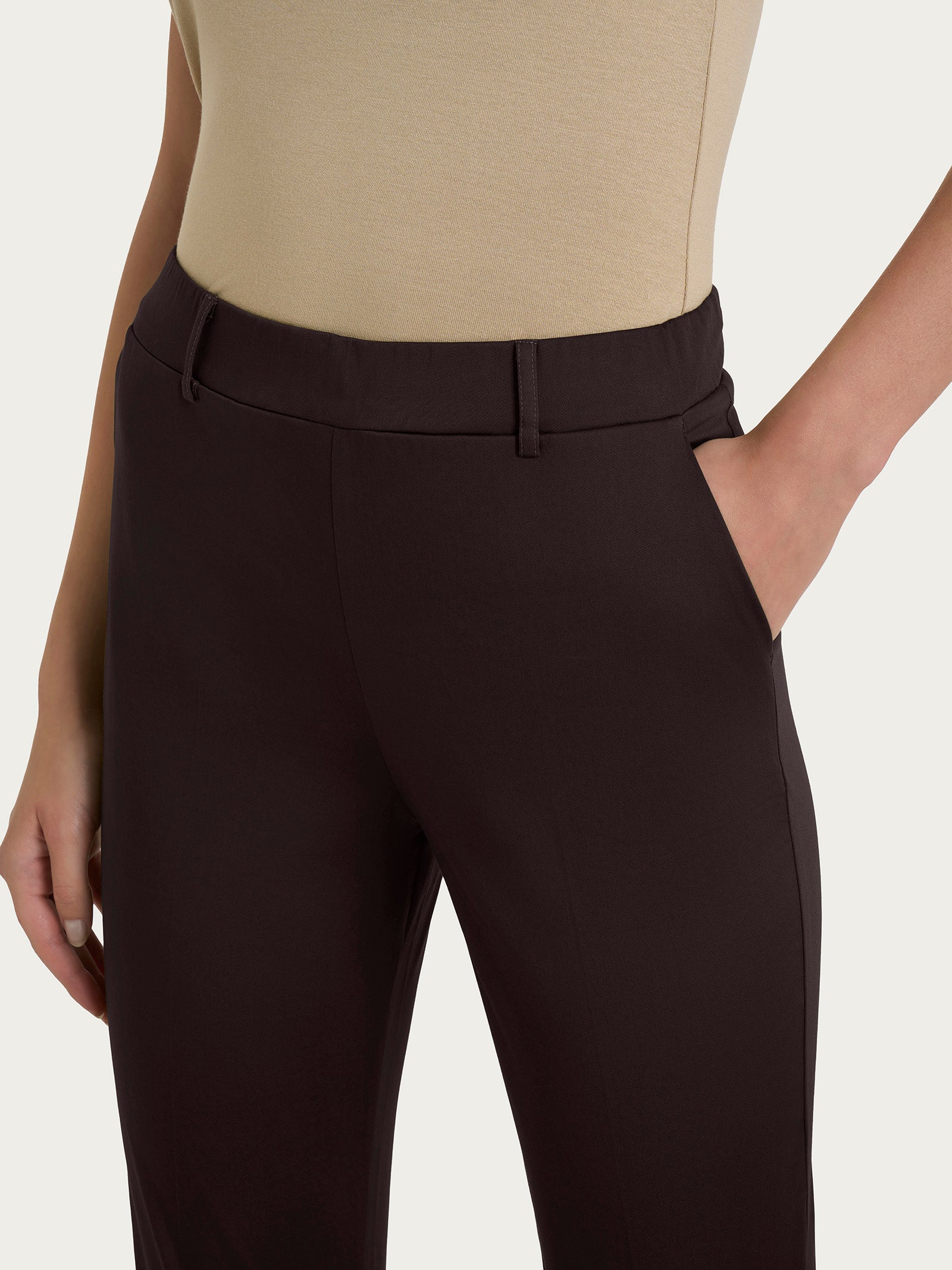 Ragno The Straight Leg pantalone satin chocolate torte risvolto