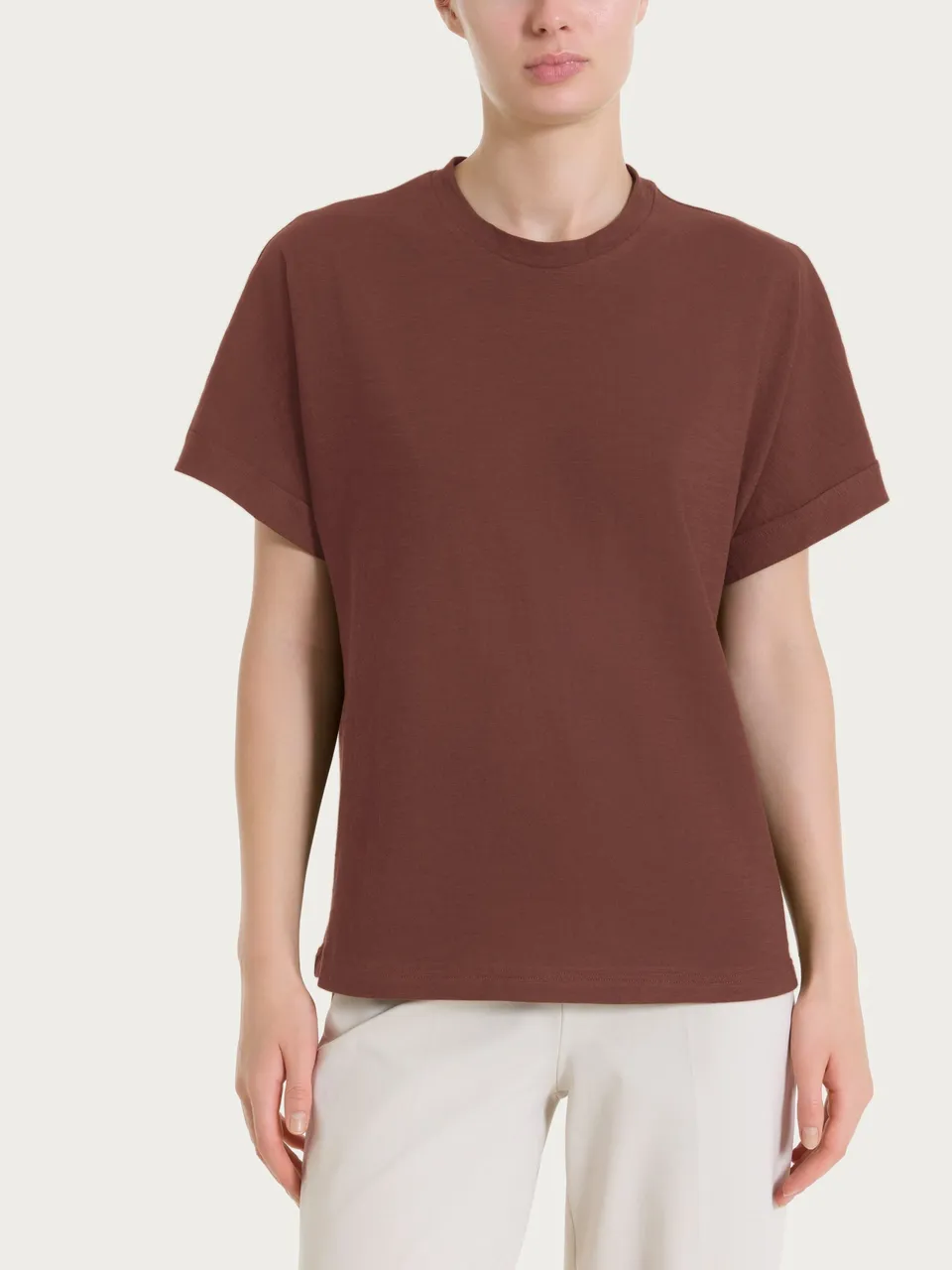 Ragno Slub Jersey maglietta Cappuccino puro cotone