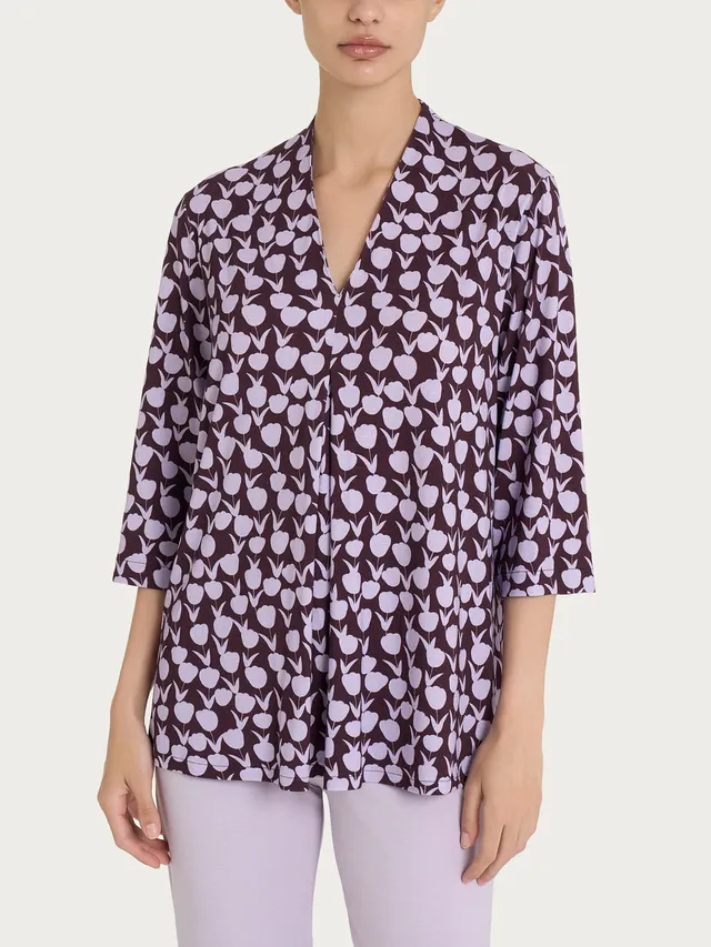 Ragno Viscosa Summer t-shirt scollo v fantasia thistle